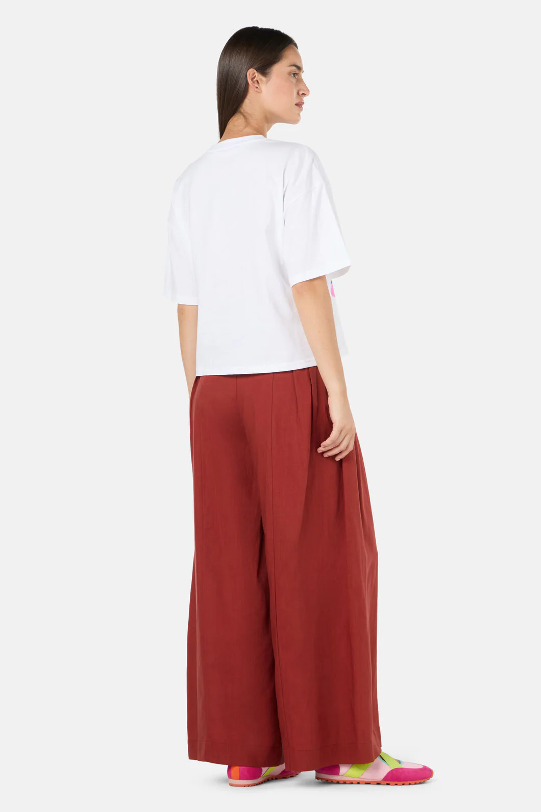 Abstract Flower Embroidered Relaxed Tee - Image 4