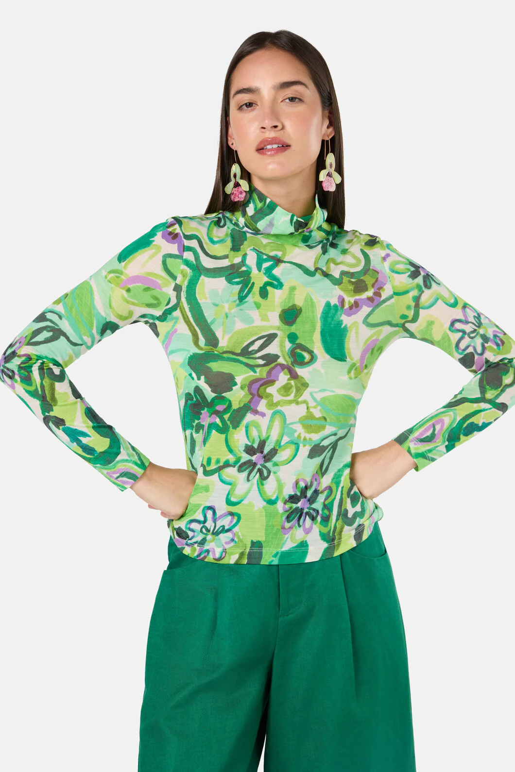 Abstract Flower Merino Polo - Image 2