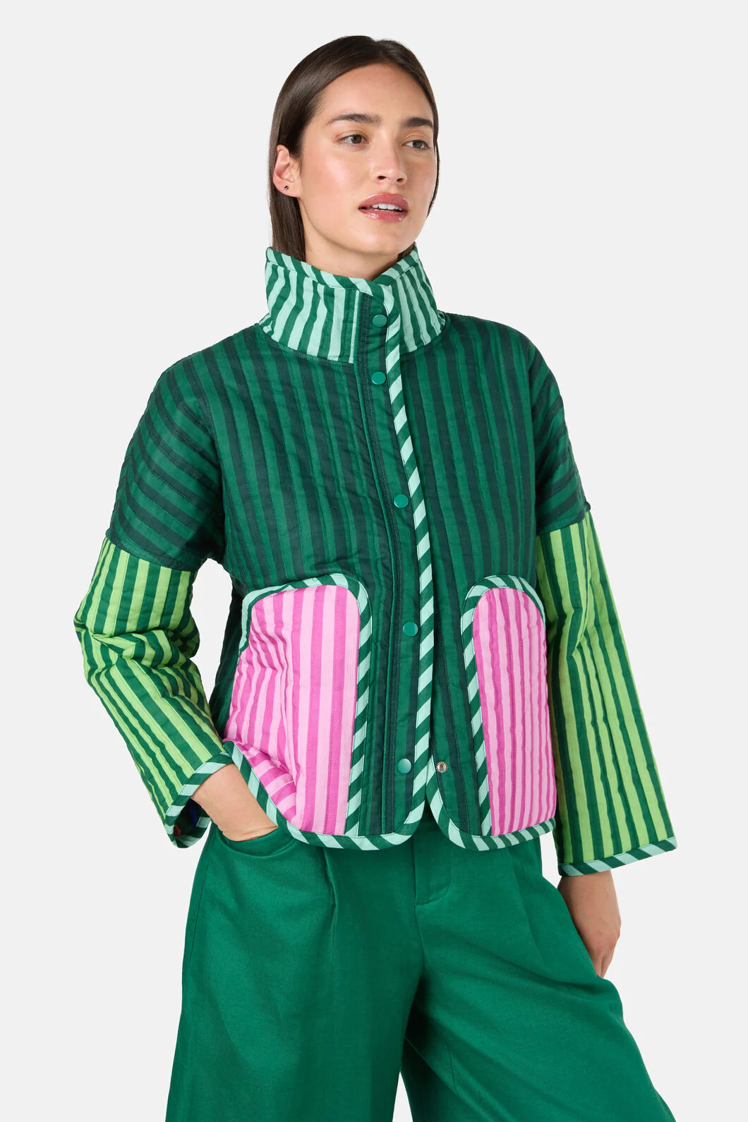 Abstract Flower Quilted Jacket - Image 2