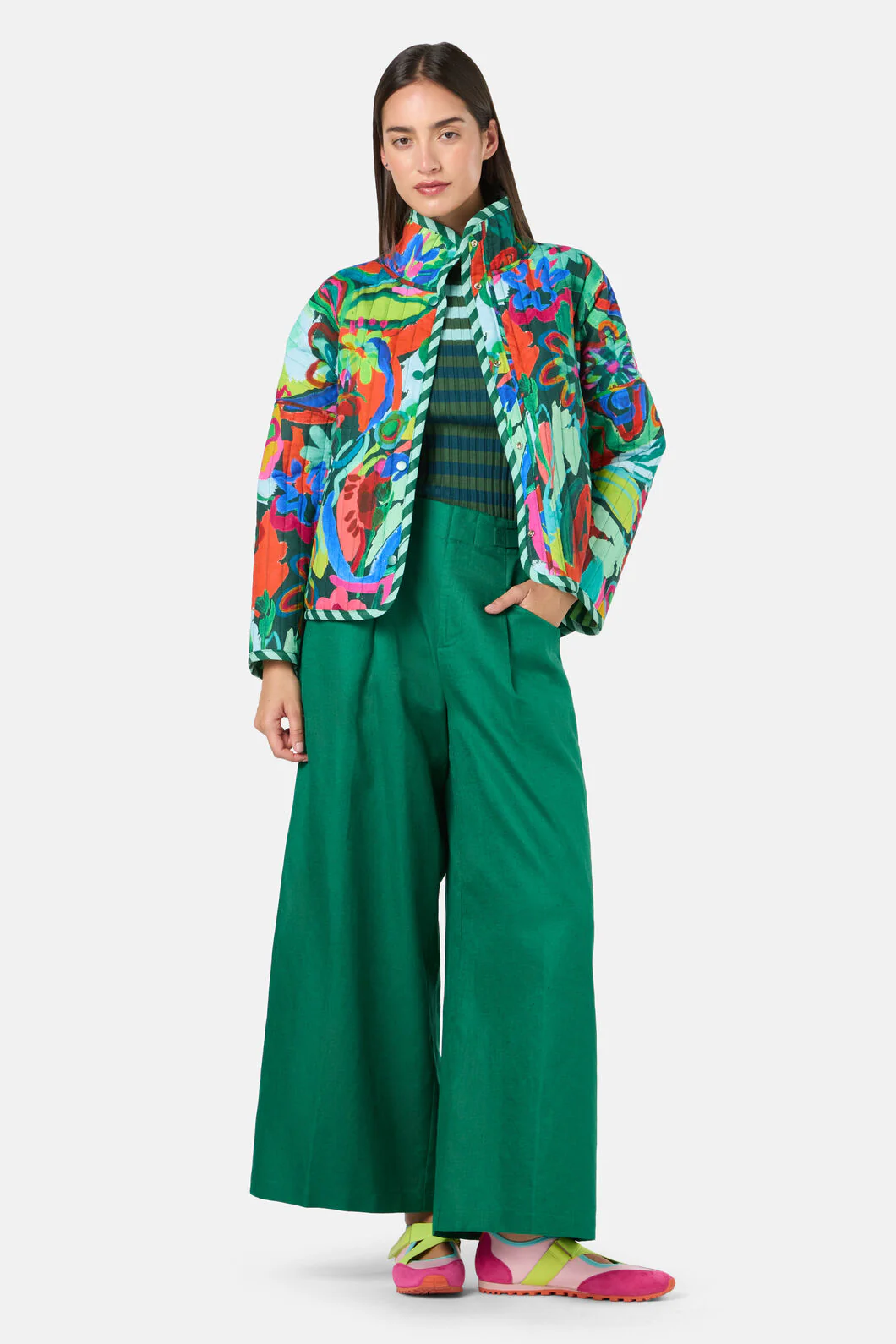 Abstract Flower Quilted Jacket - Image 4