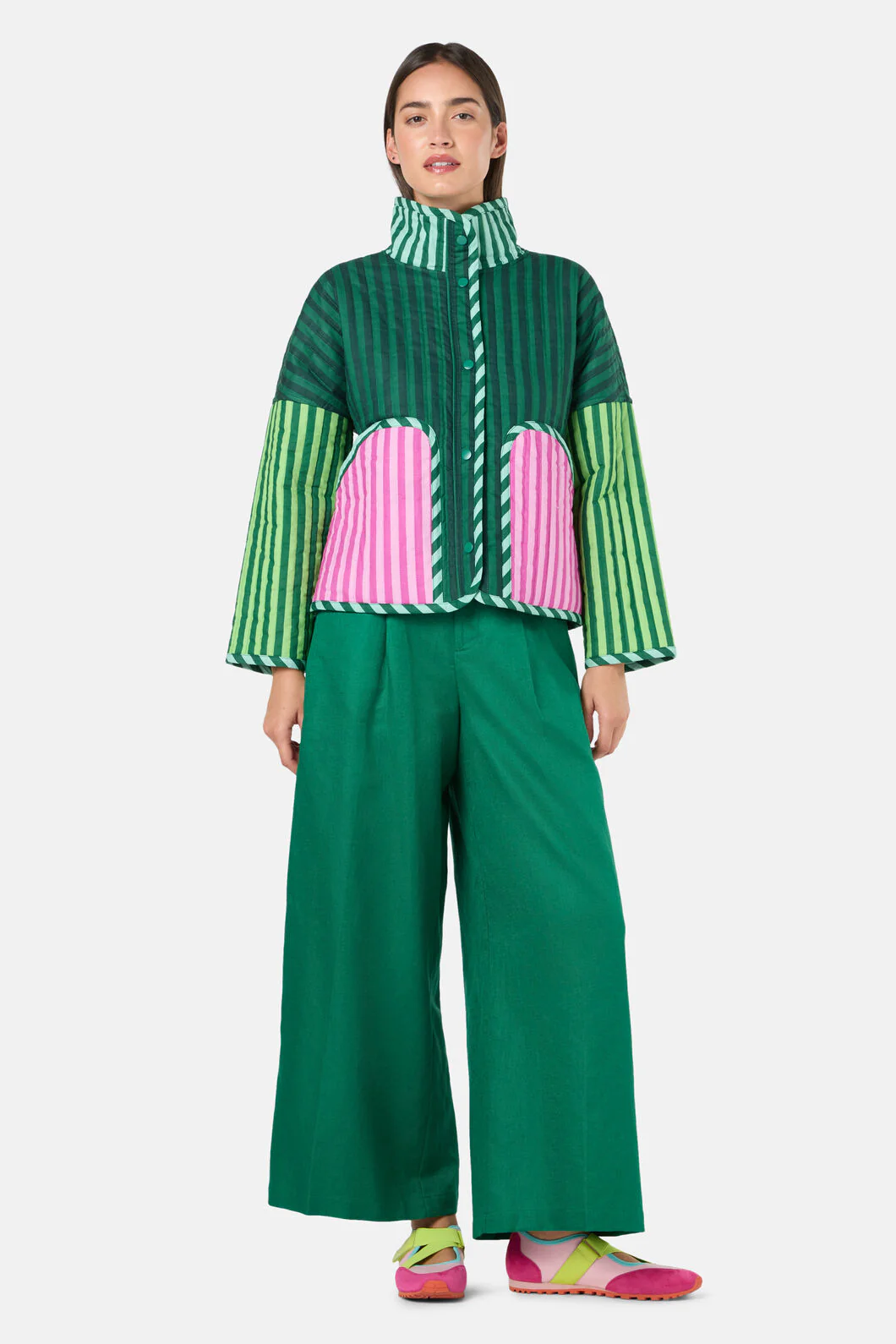 Abstract Flower Quilted Jacket - Image 5