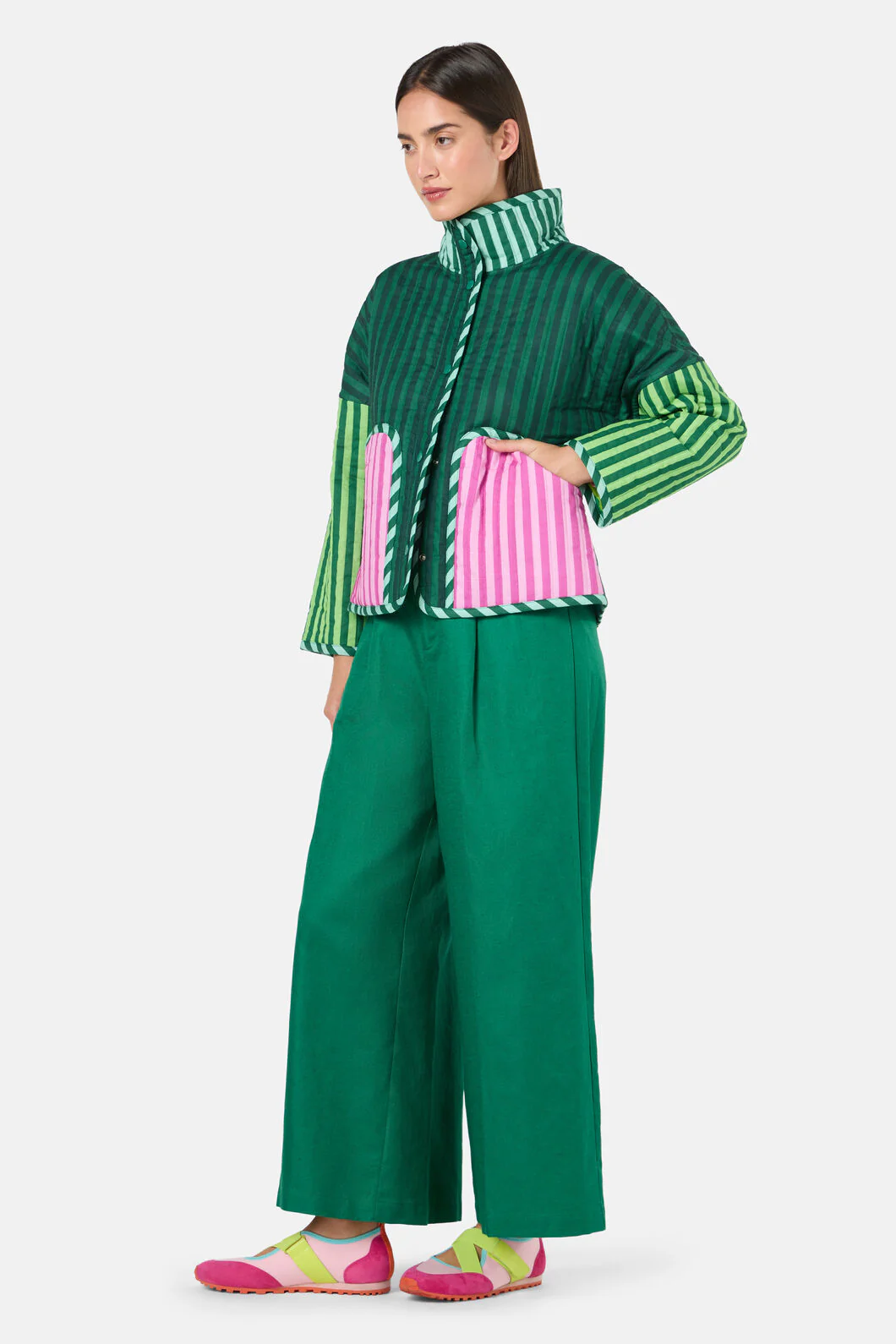 Abstract Flower Quilted Jacket - Image 6
