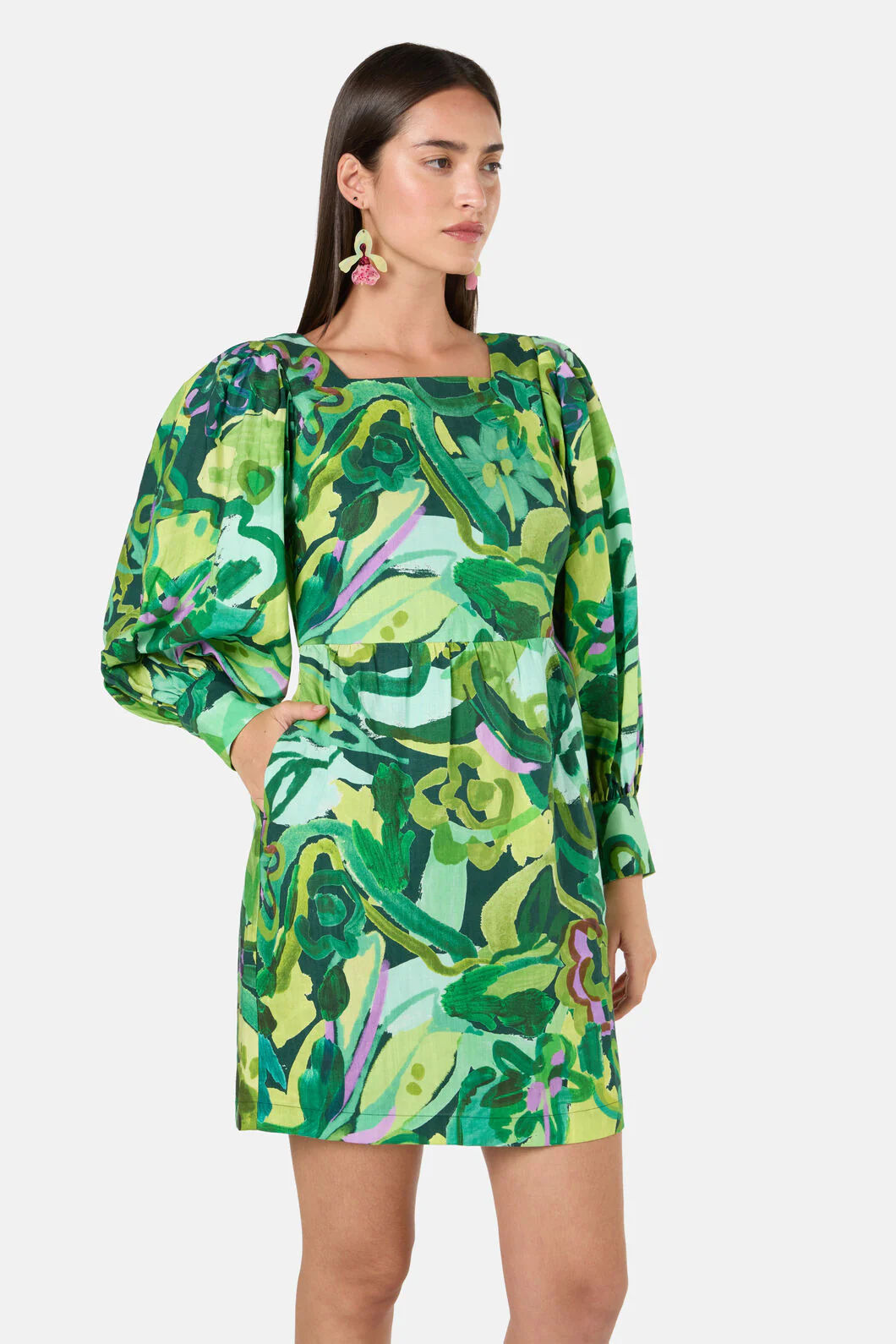 Abstract Flower Short Dress - Image 2