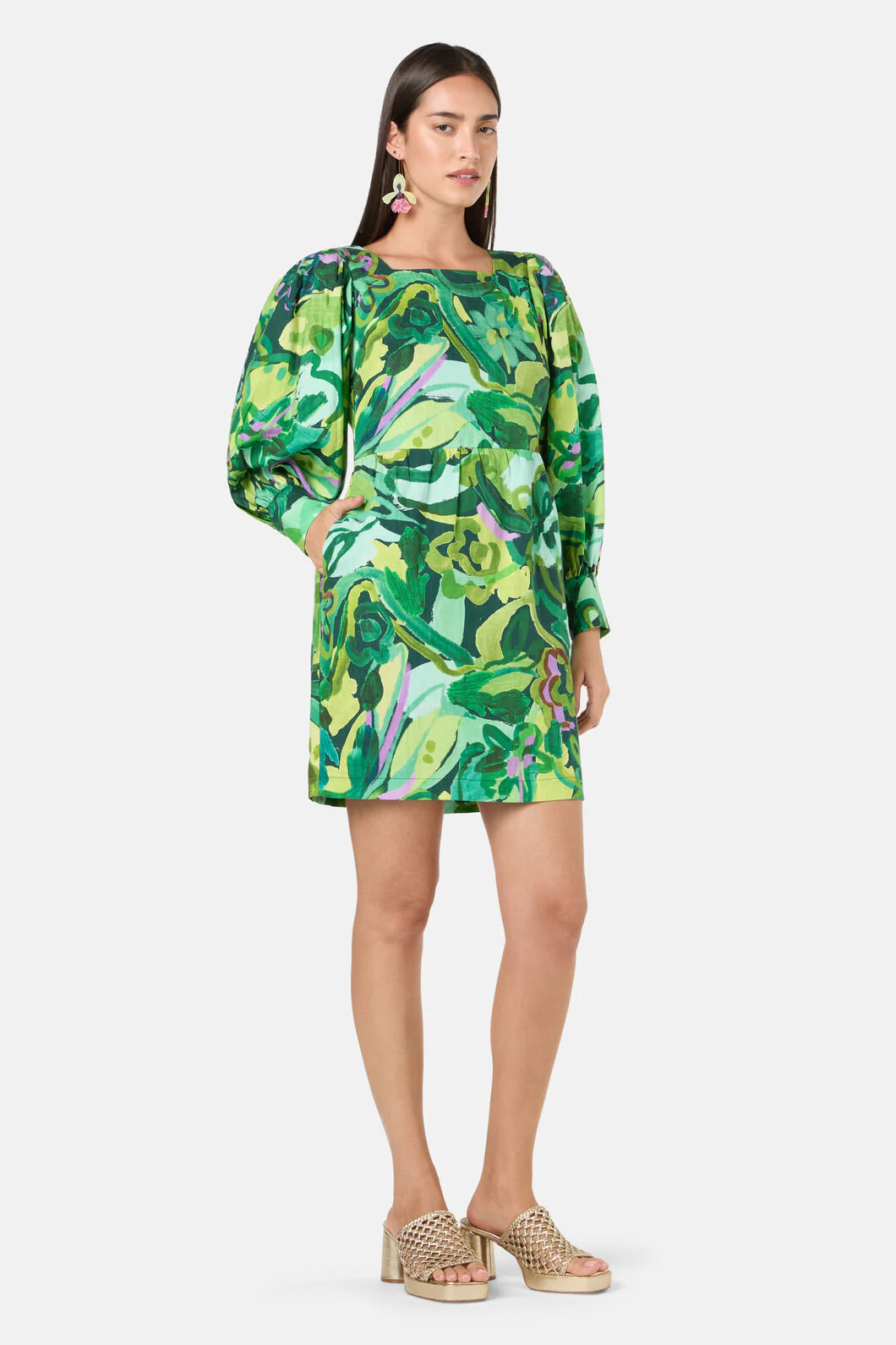 Abstract Flower Short Dress - Image 4