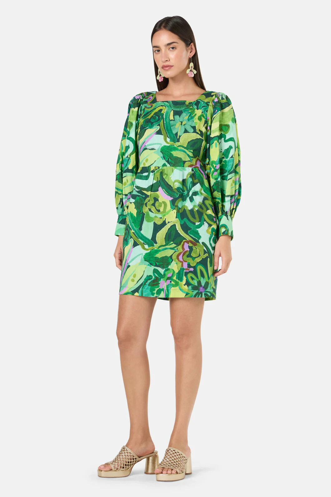 Abstract Flower Short Dress - Image 5