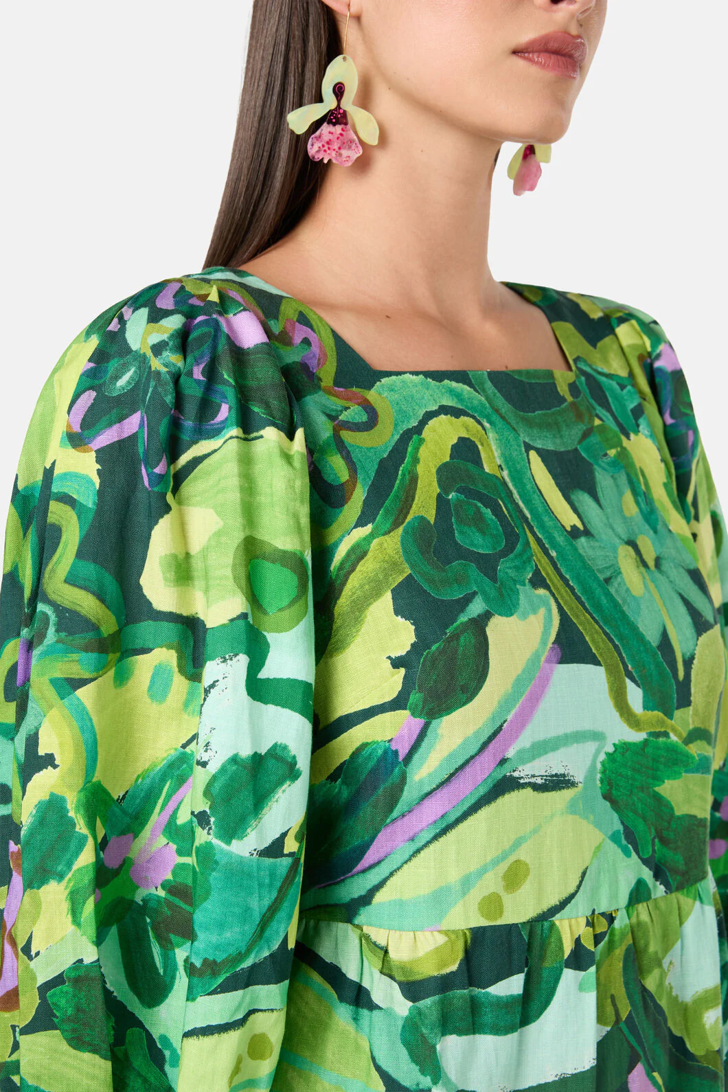 Abstract Flower Short Dress - Image 7