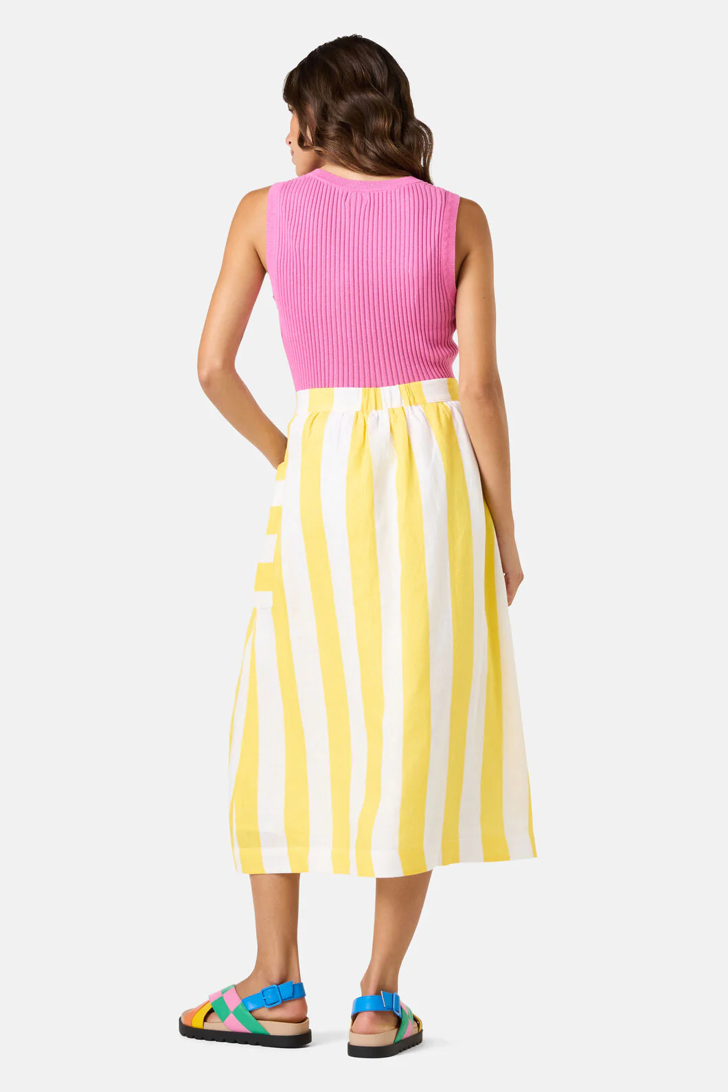 Amara Stripe Linen Skirt - Image 4