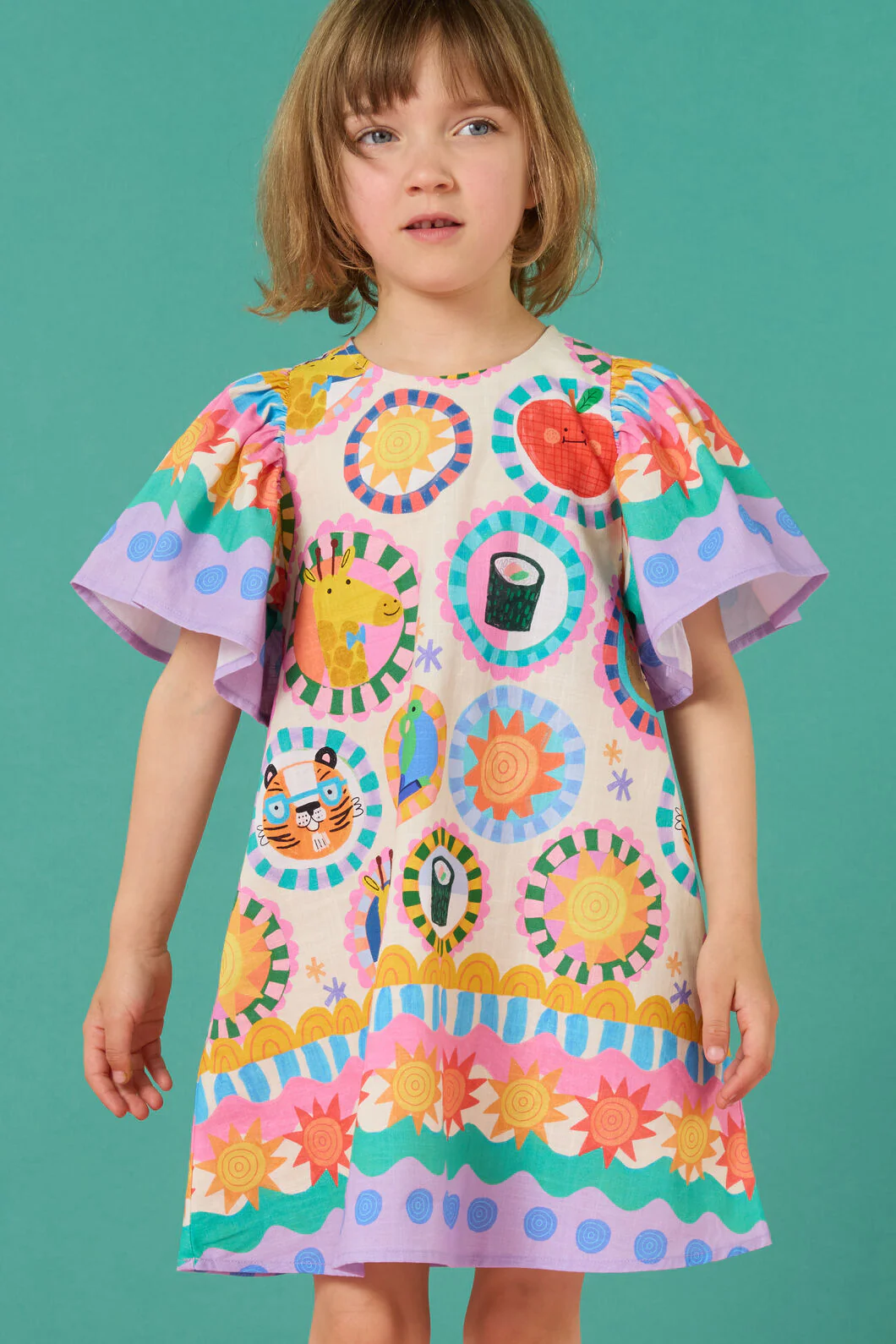 Animal Stamp Kids Border Dress