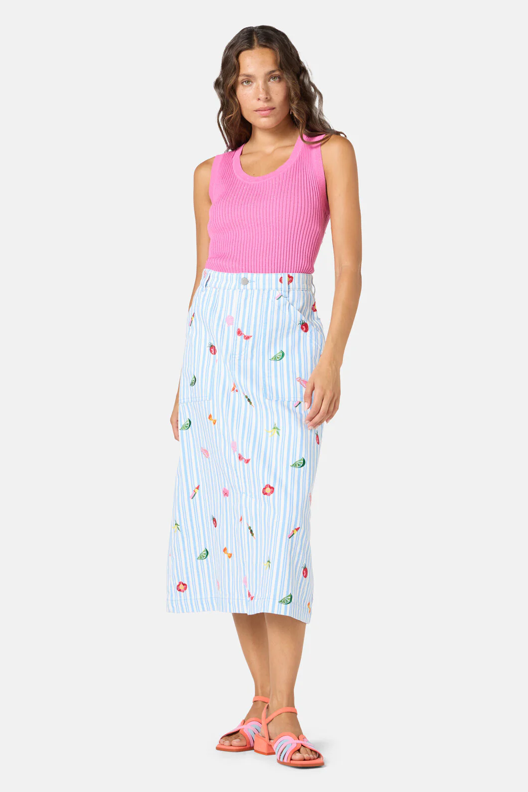 Antipasto Print Denim Skirt