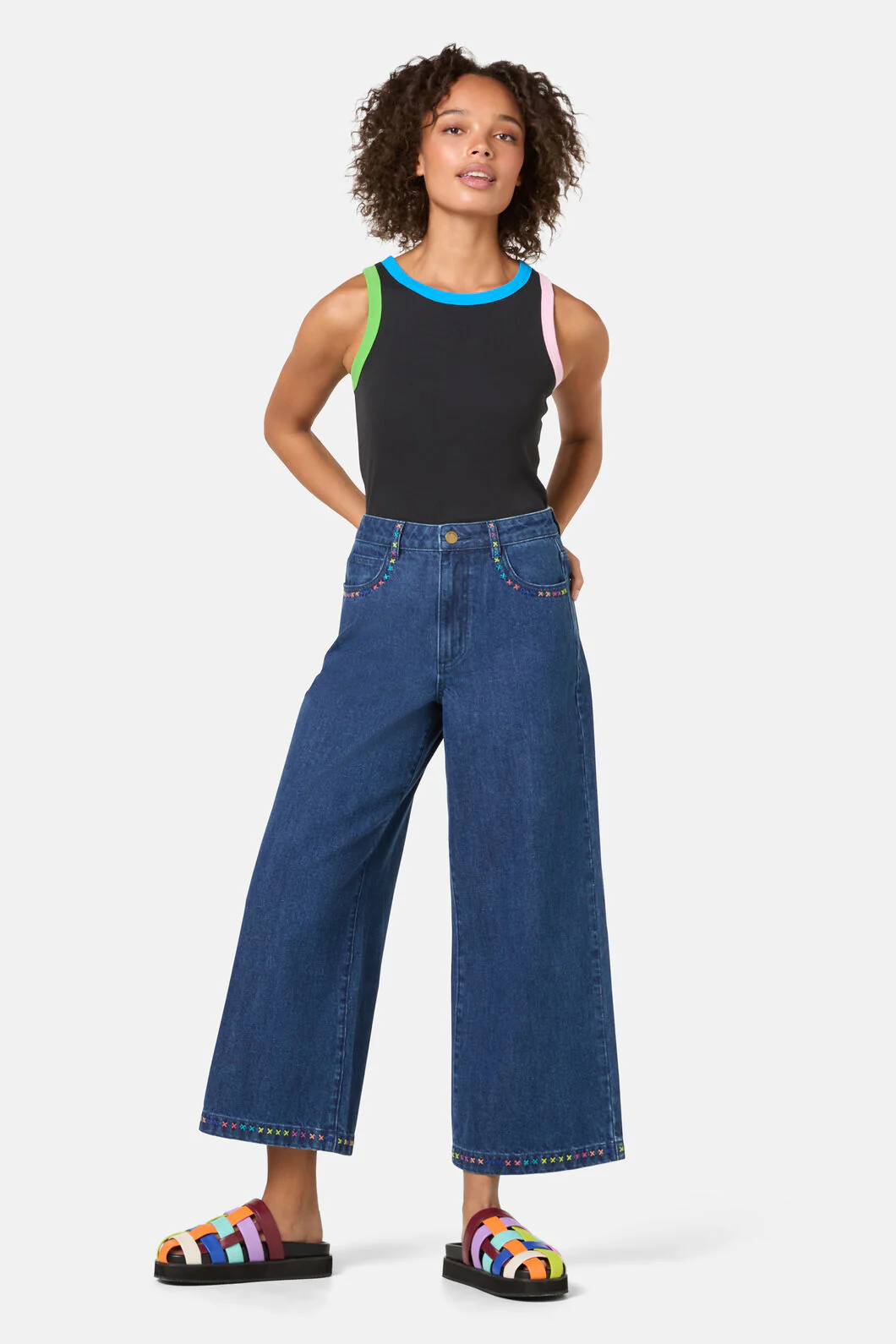 Atrium Embroidered Denim Culot