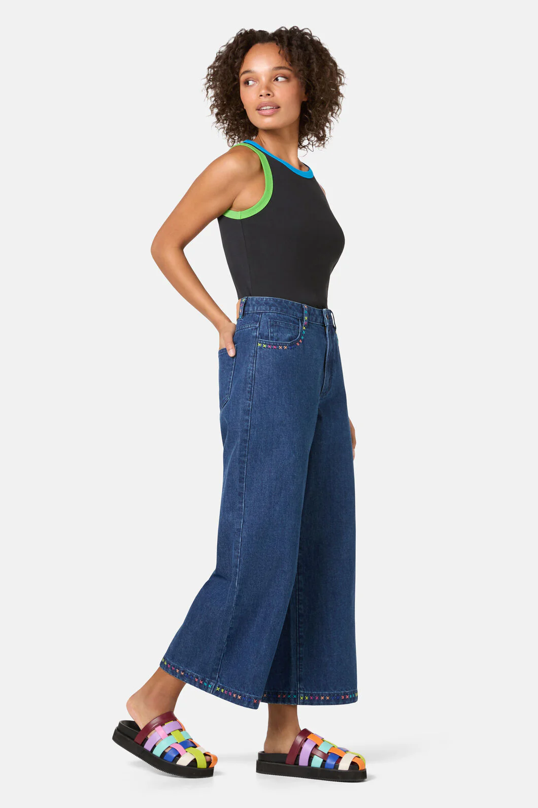 Atrium Embroidered Denim Culot - Image 2