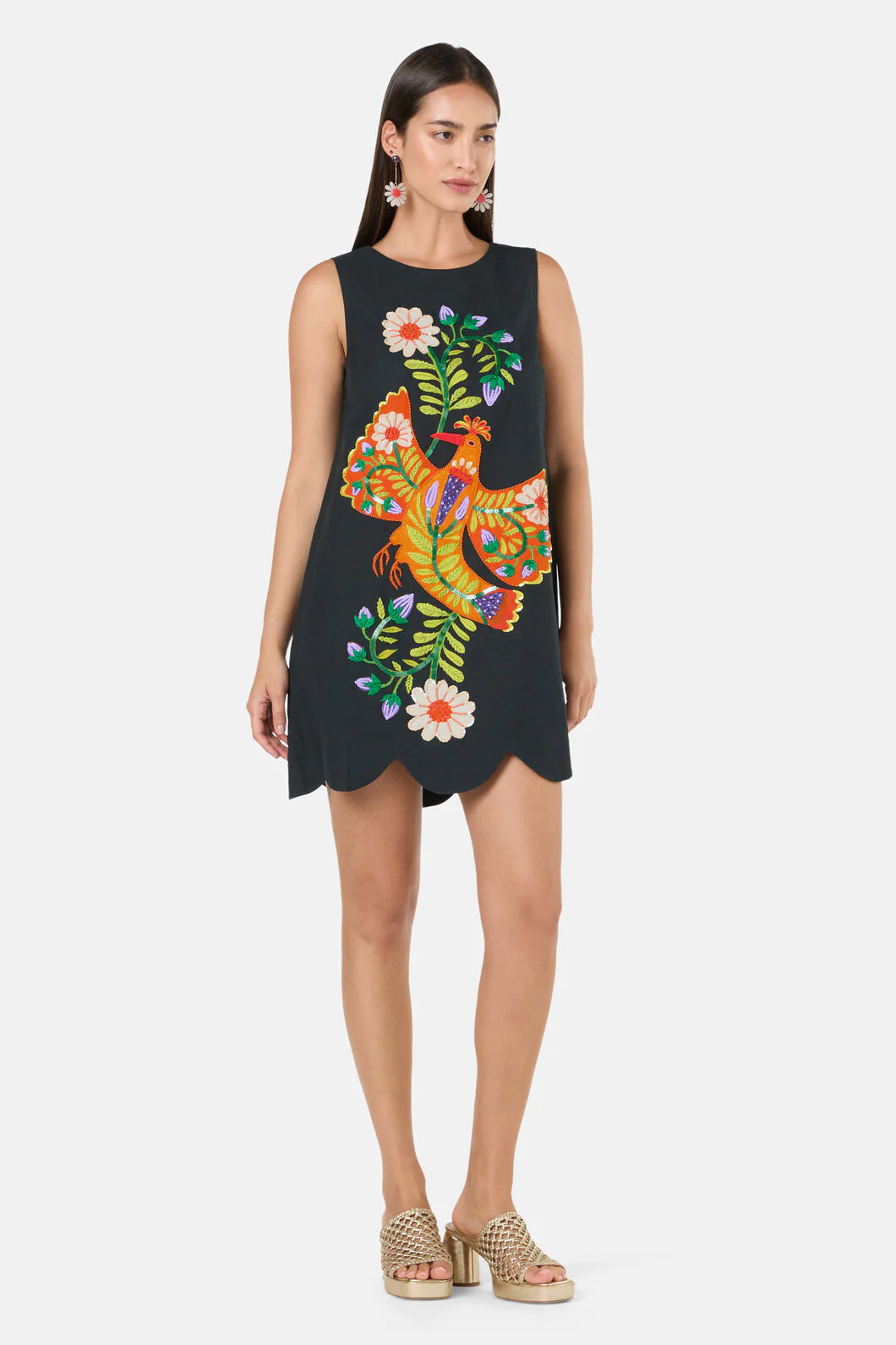 Blooming Bird Embroidered Shift Dress - Image 3