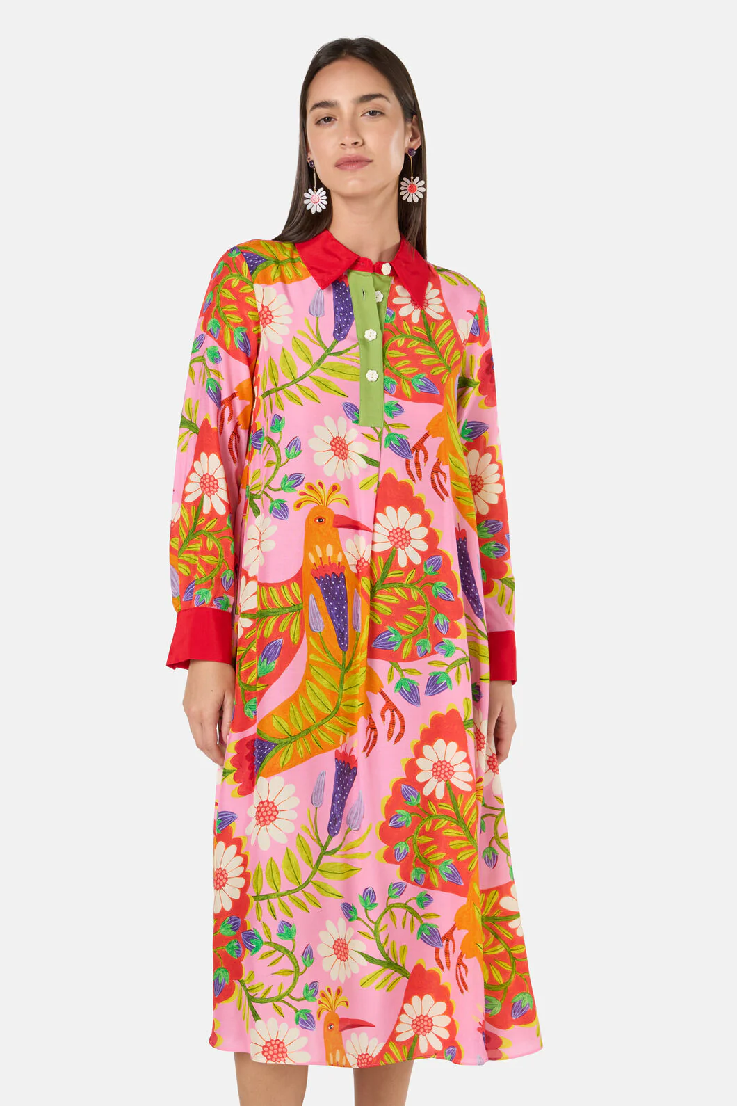 Blooming Bird Print Dress - Image 11