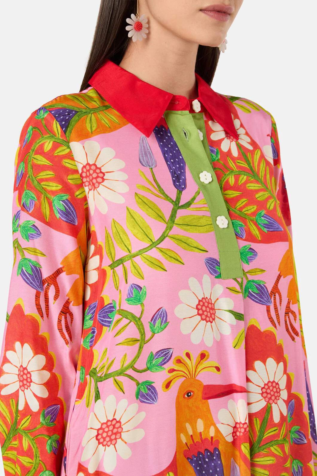 Blooming Bird Print Dress - Image 12