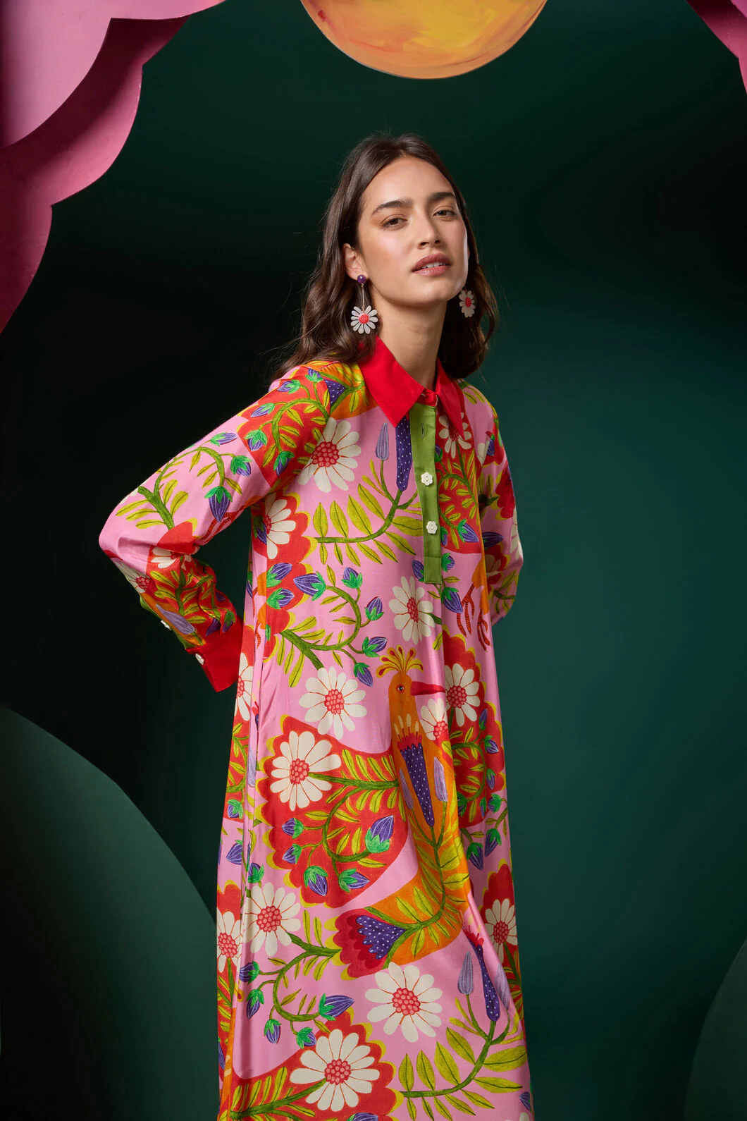 Blooming Bird Print Dress - Image 2