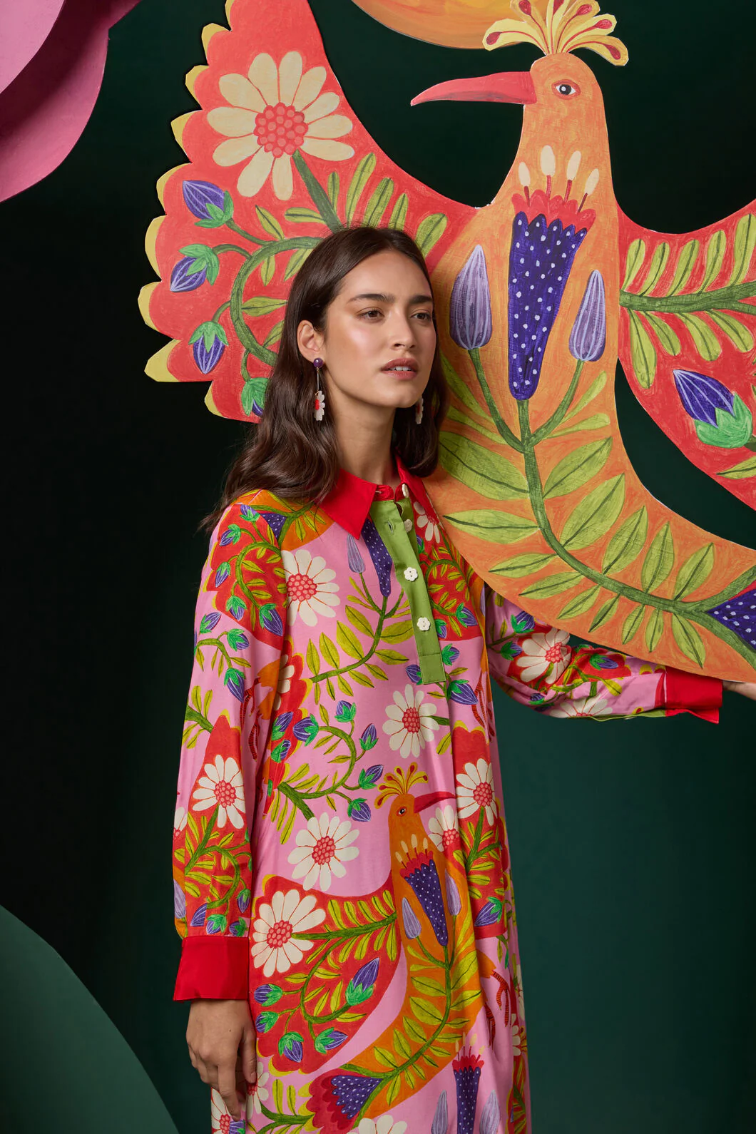 Blooming Bird Print Dress - Image 3
