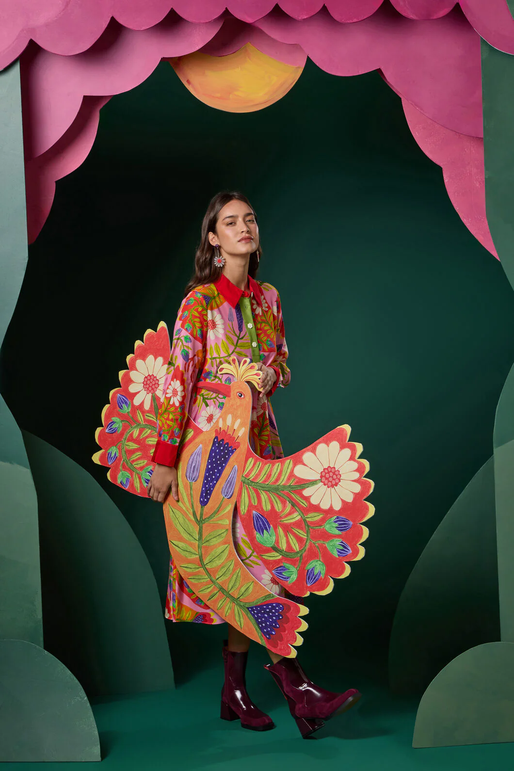 Blooming Bird Print Dress - Image 4