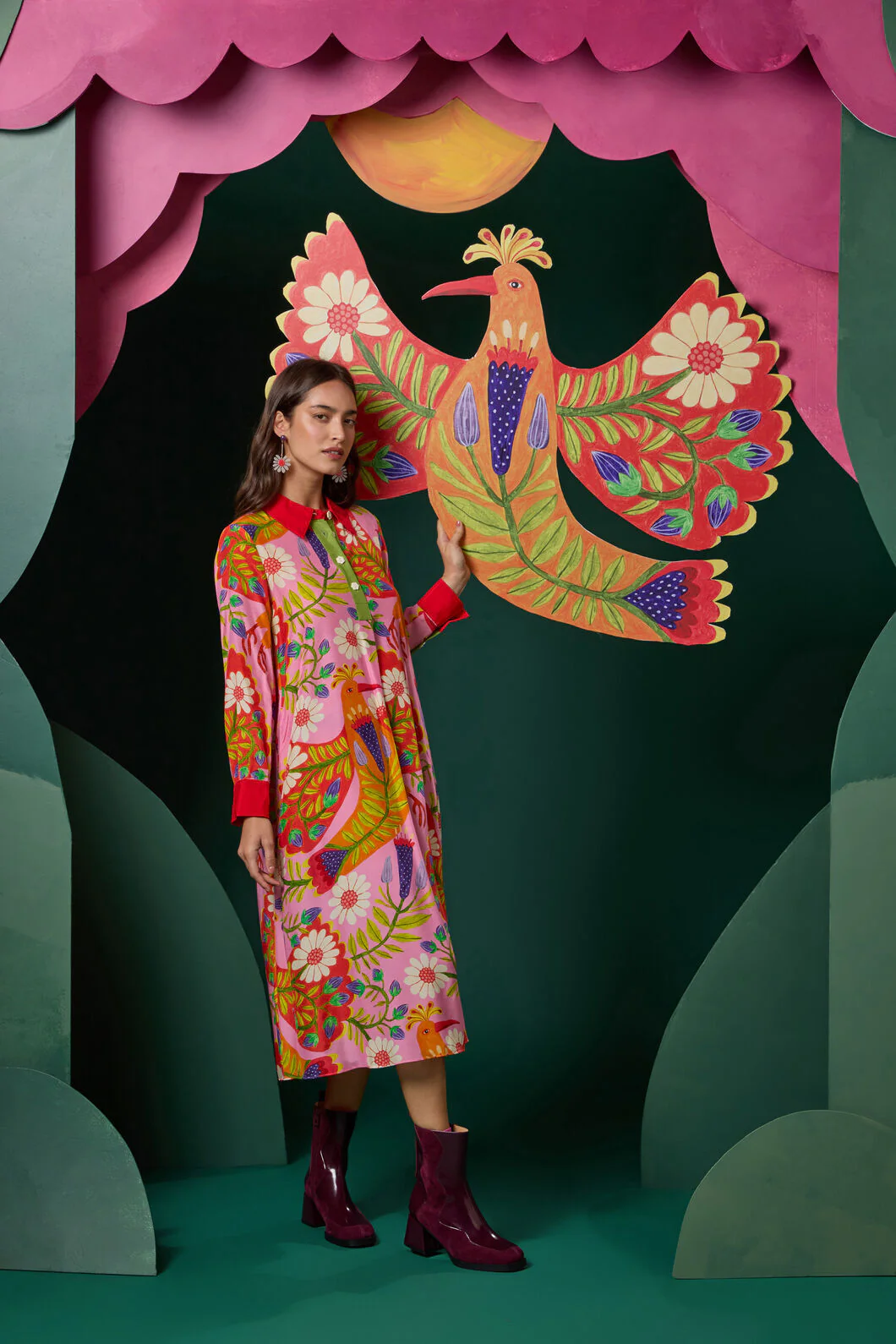 Blooming Bird Print Dress - Image 5