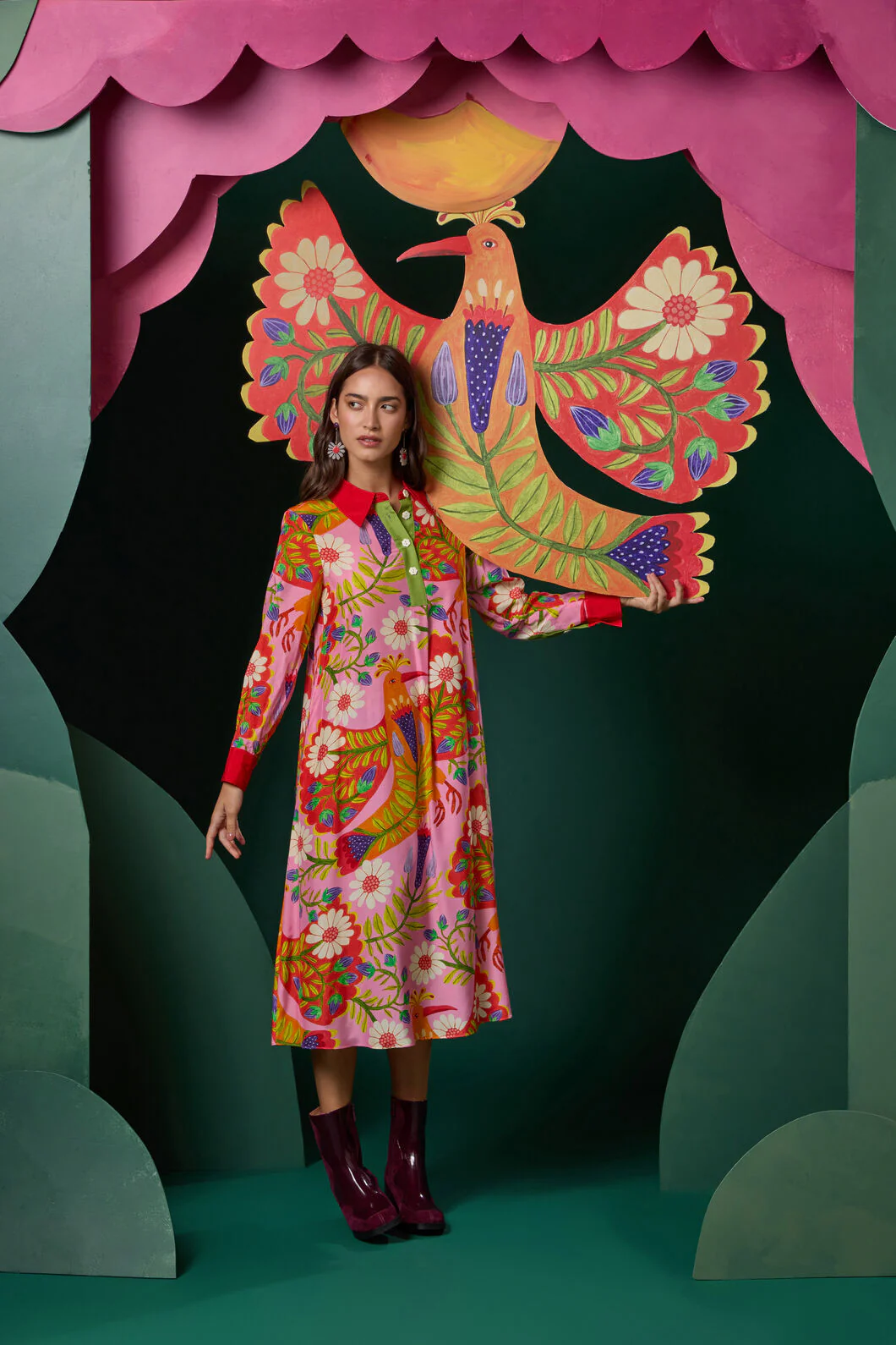 Blooming Bird Print Dress - Image 6