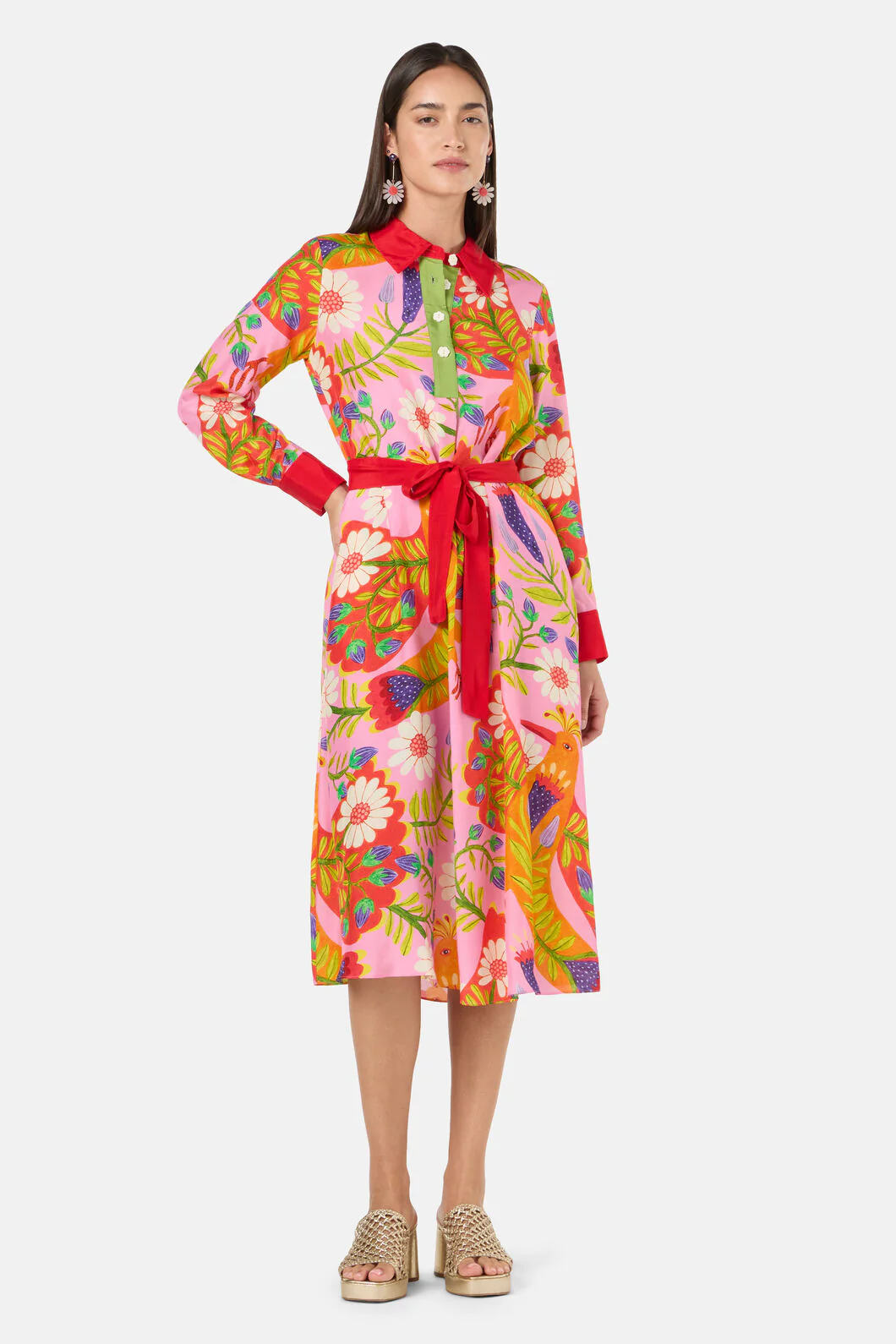 Blooming Bird Print Dress - Image 8