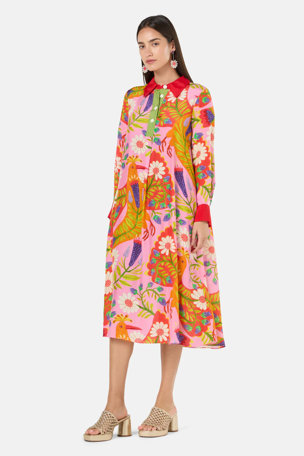 Blooming Bird Print Dress - Image 9