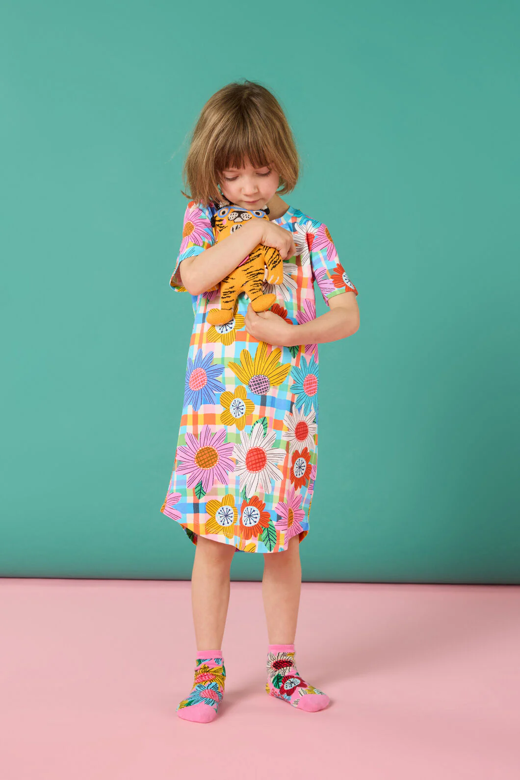 Blooming Check Kids Nightie Dress