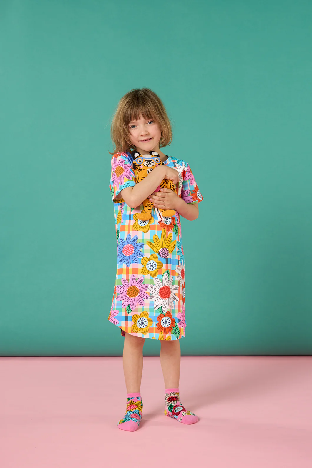 Blooming Check Kids Nightie Dress - Image 5