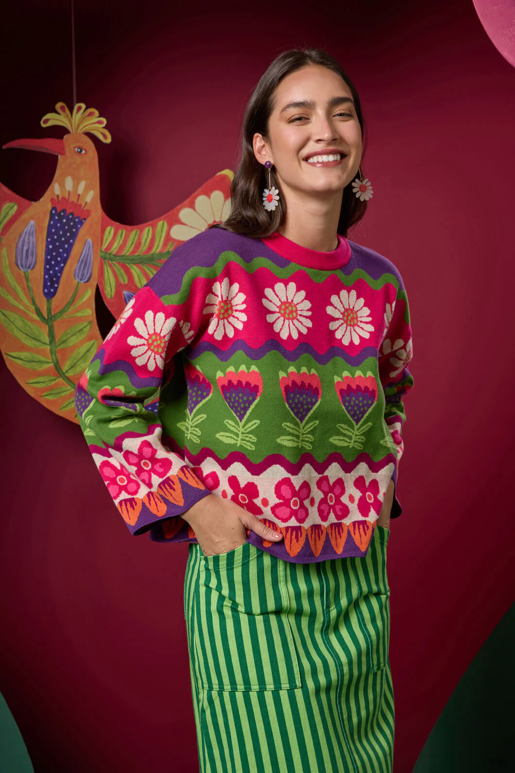 Blooming Stripe Cotton Jumper