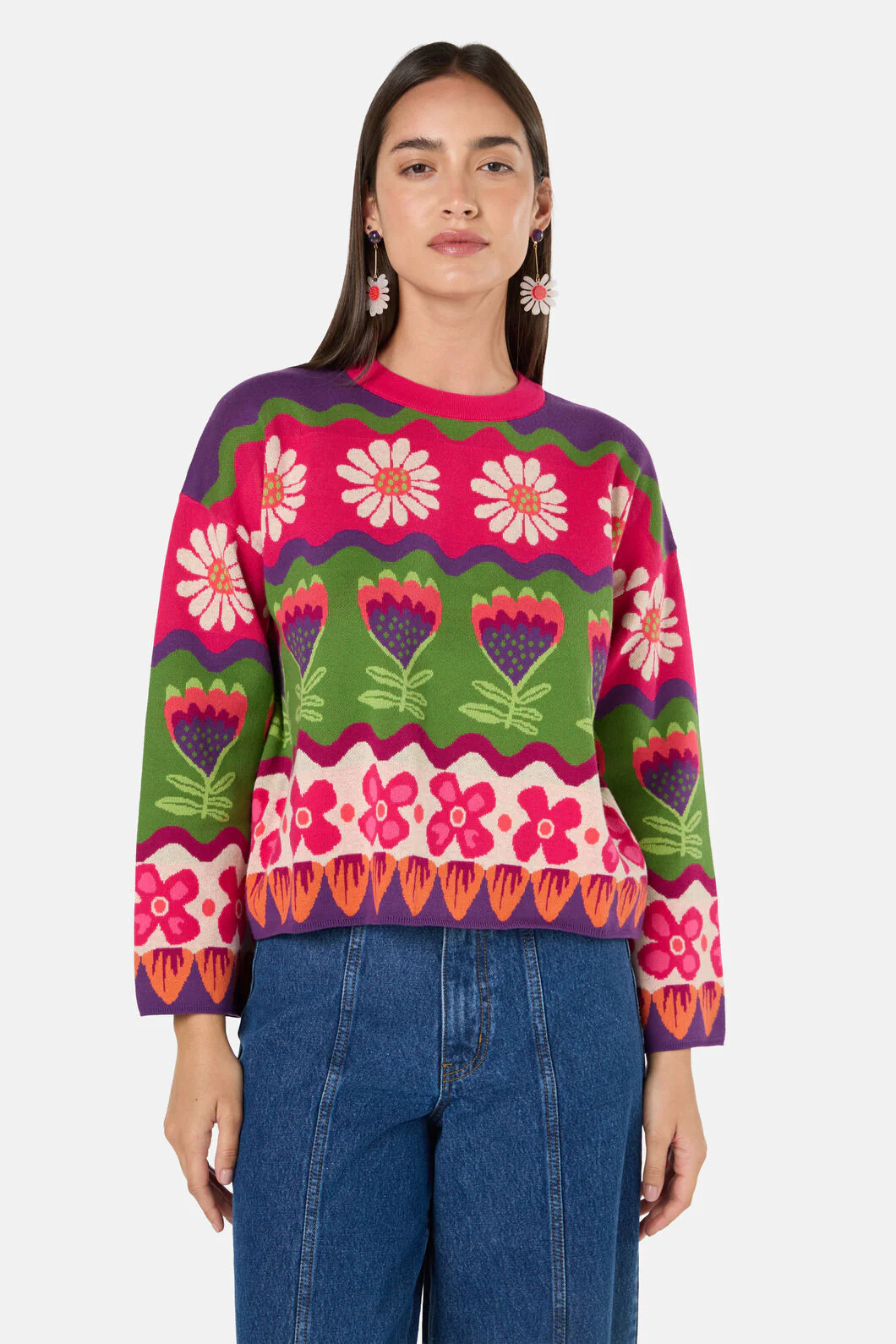 Blooming Stripe Cotton Jumper - Image 3