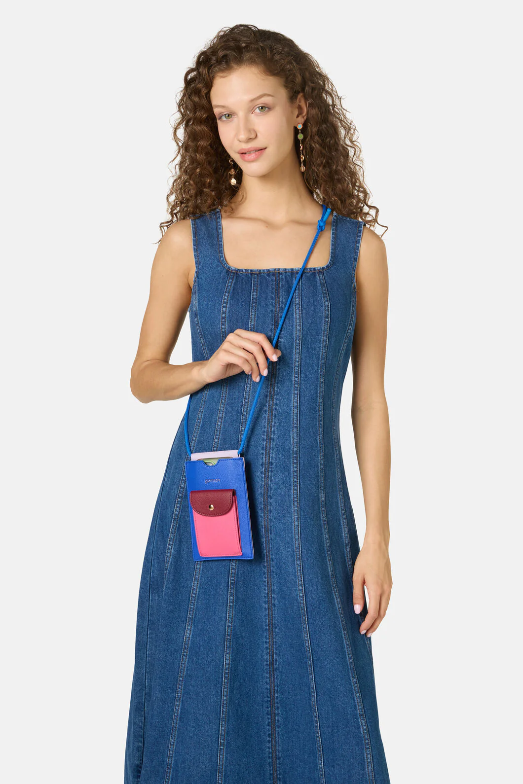 Blue Colour Block Phone Bag