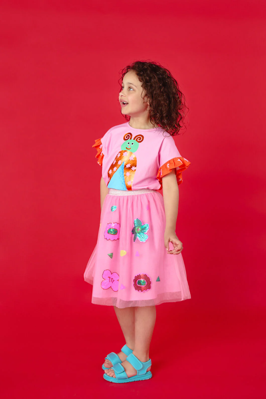 Bold Floral Kids Sequins Skirt