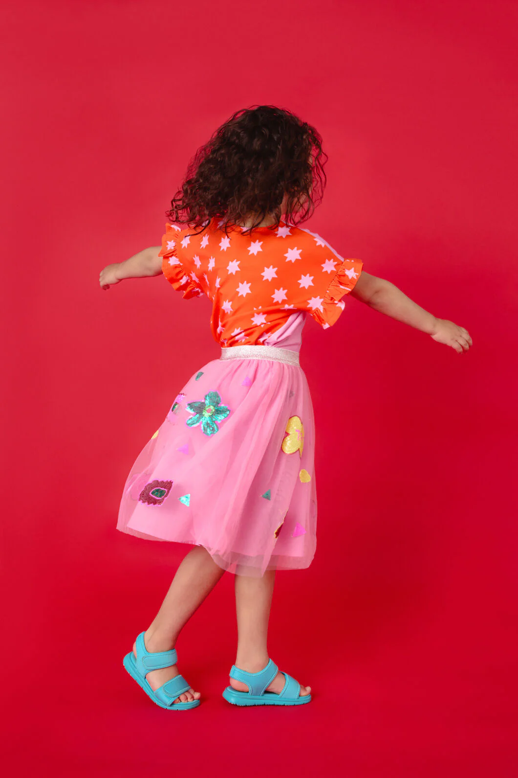 Bold Floral Kids Sequins Skirt - Image 3