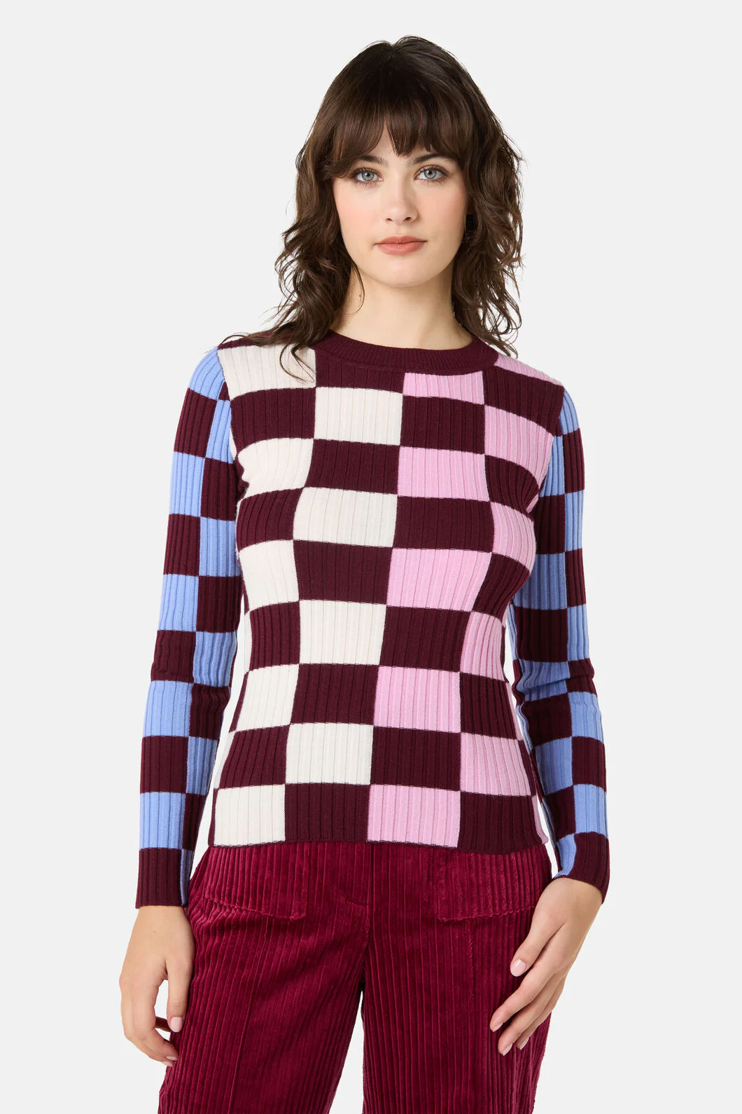 Check Merino Knit Top