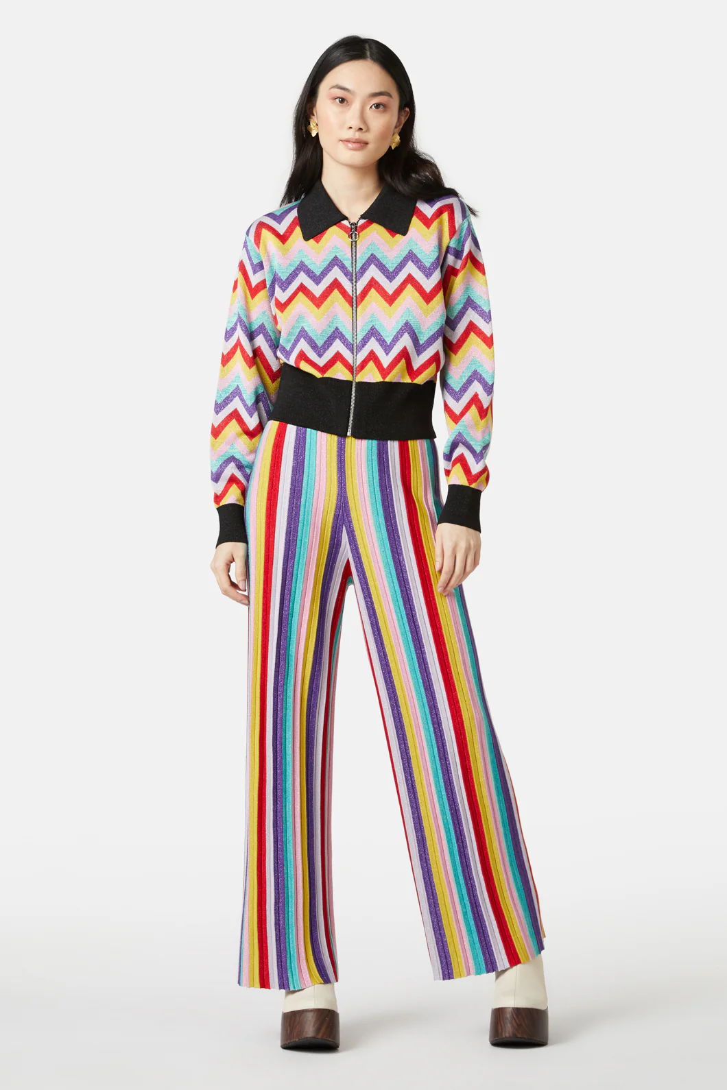 Chevron Lurex Knit Jacket - Image 4