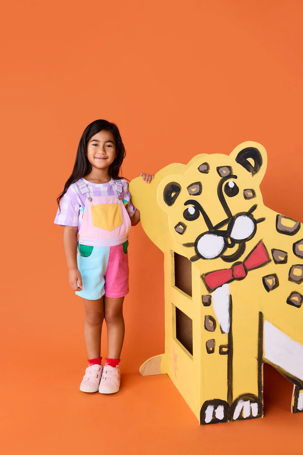 Colour Block Kids Overalls Pink