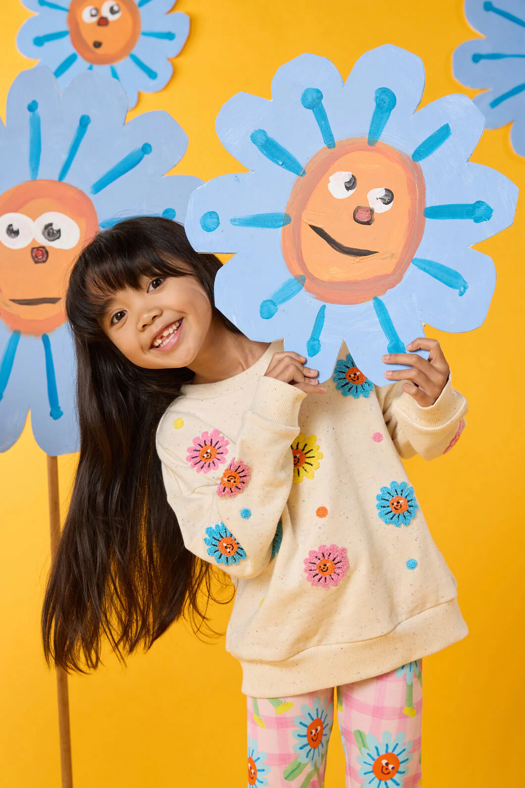 Daisy Embroidery Kids Sweater
