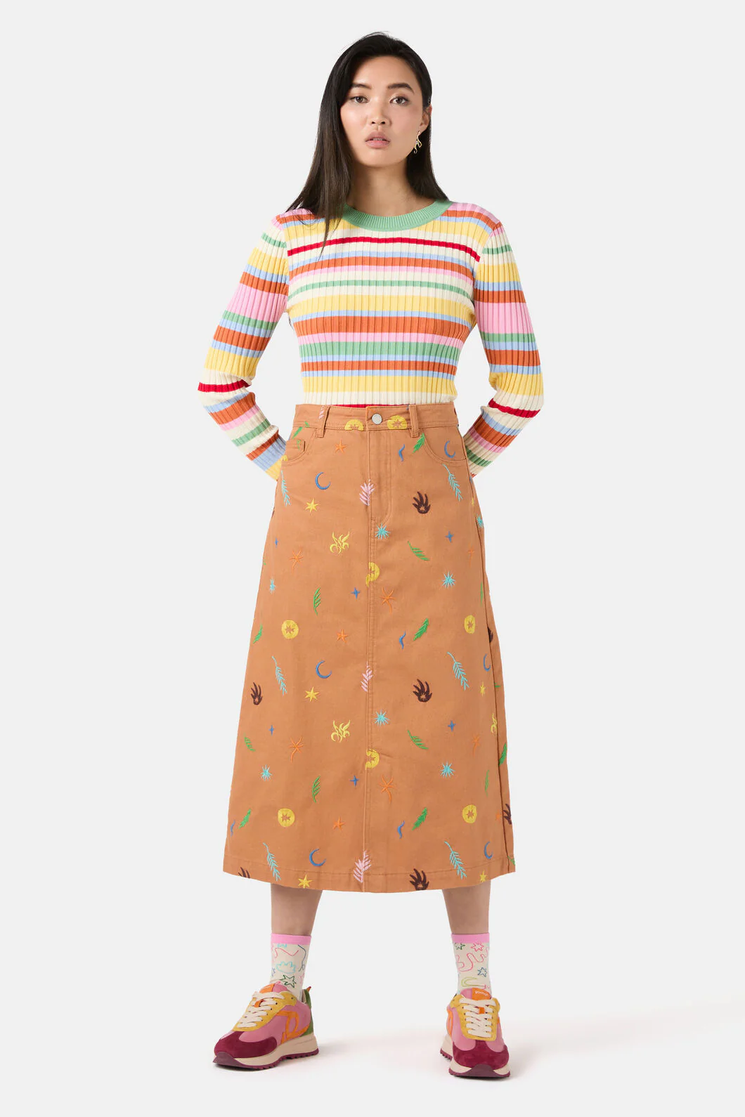 Desert Garden Denim Midi Skirt - Image 3