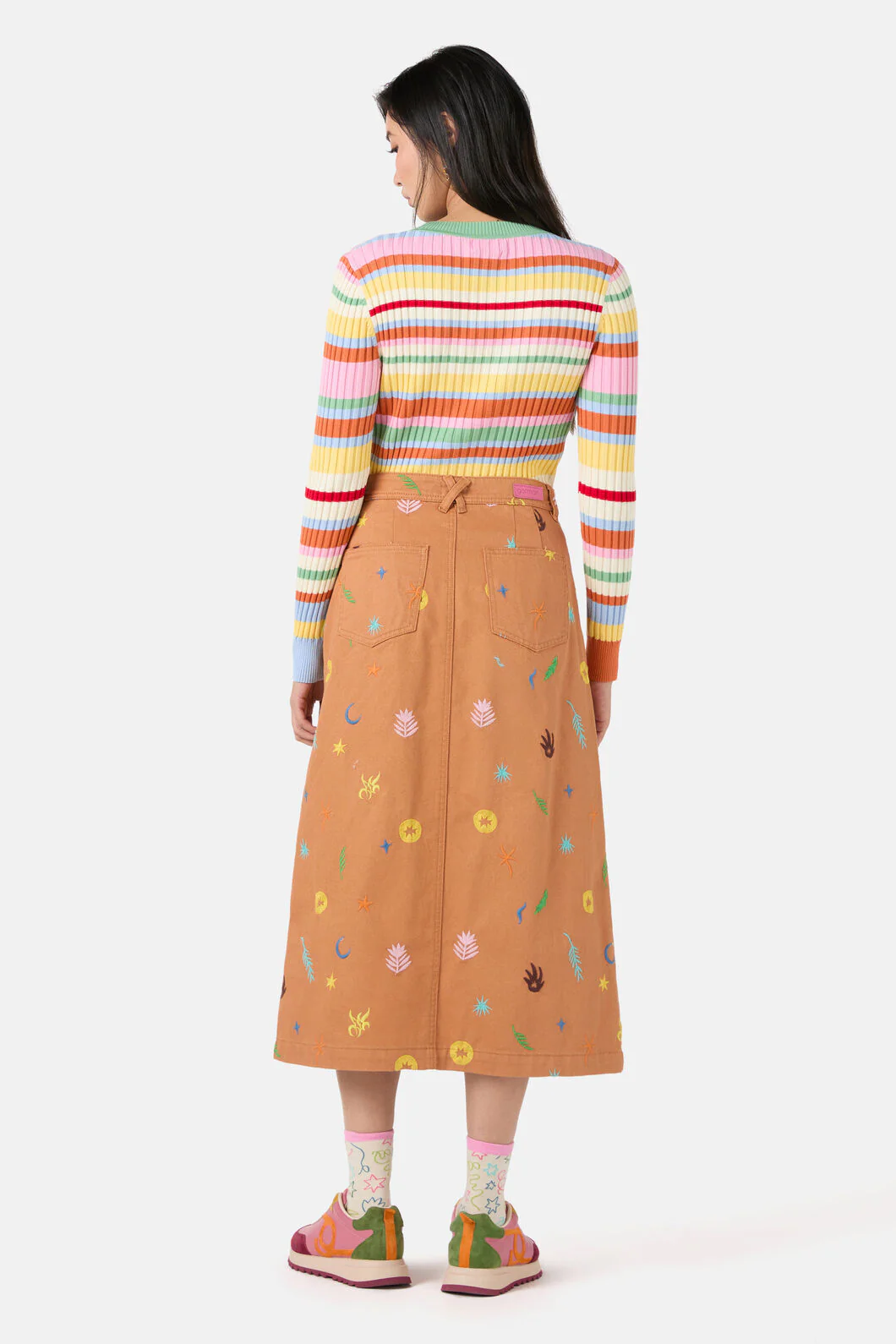 Desert Garden Denim Midi Skirt - Image 5