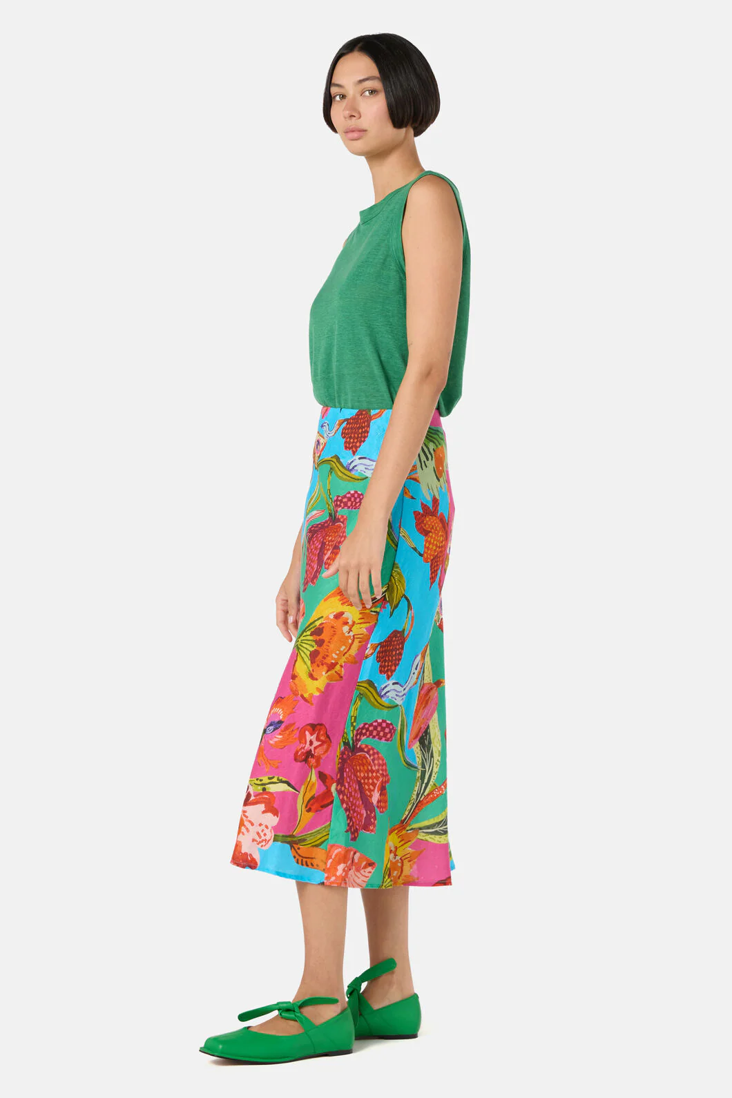 Elara Print Linen Midi Skirt - Image 2
