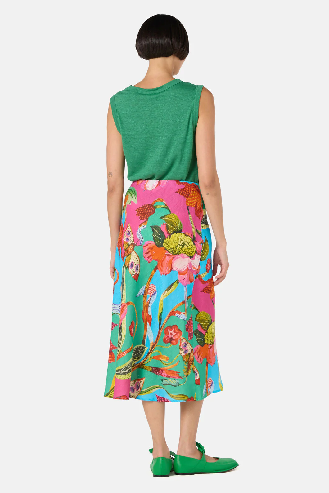 Elara Print Linen Midi Skirt - Image 3