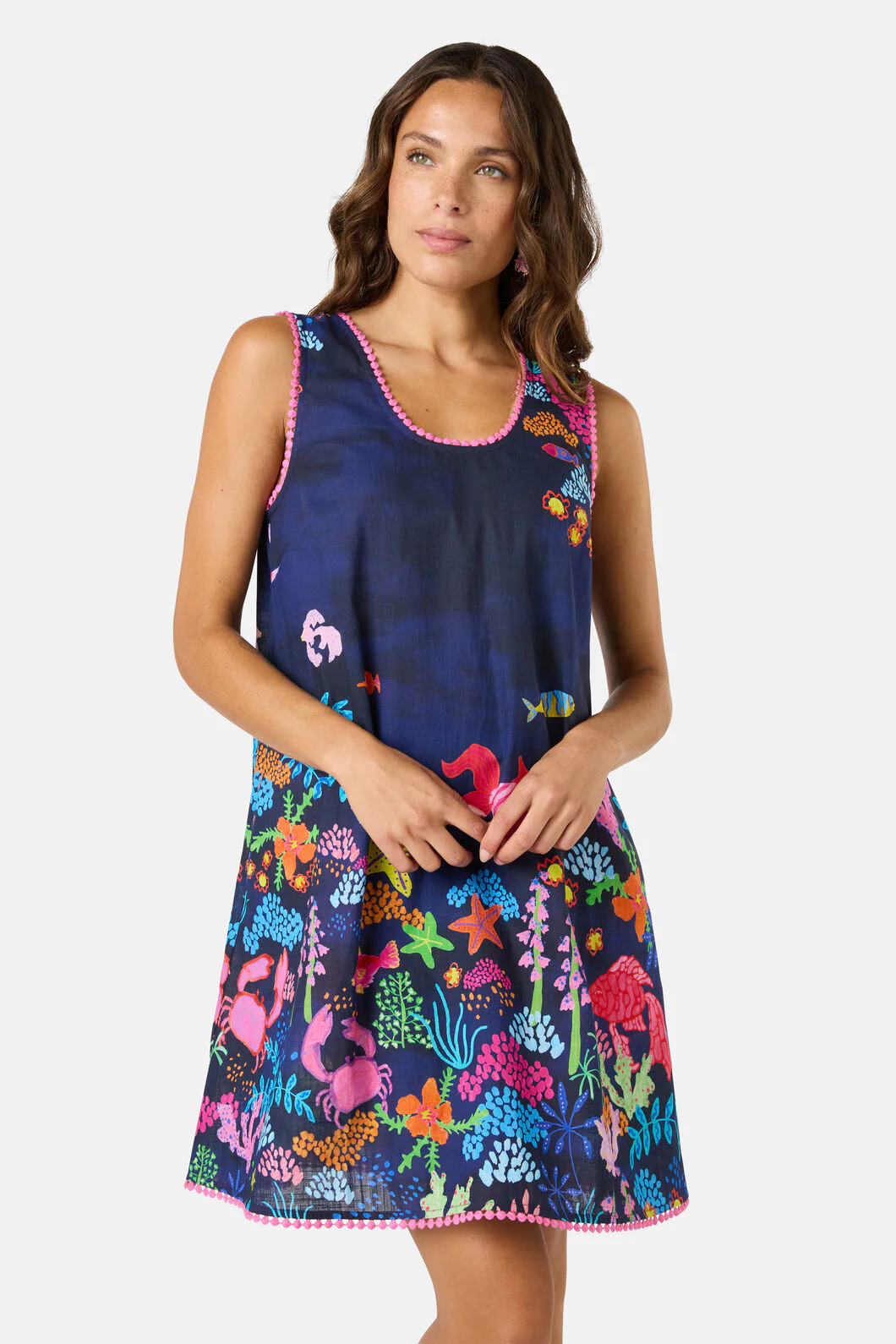 Fish Ahoy Print Holiday Dress