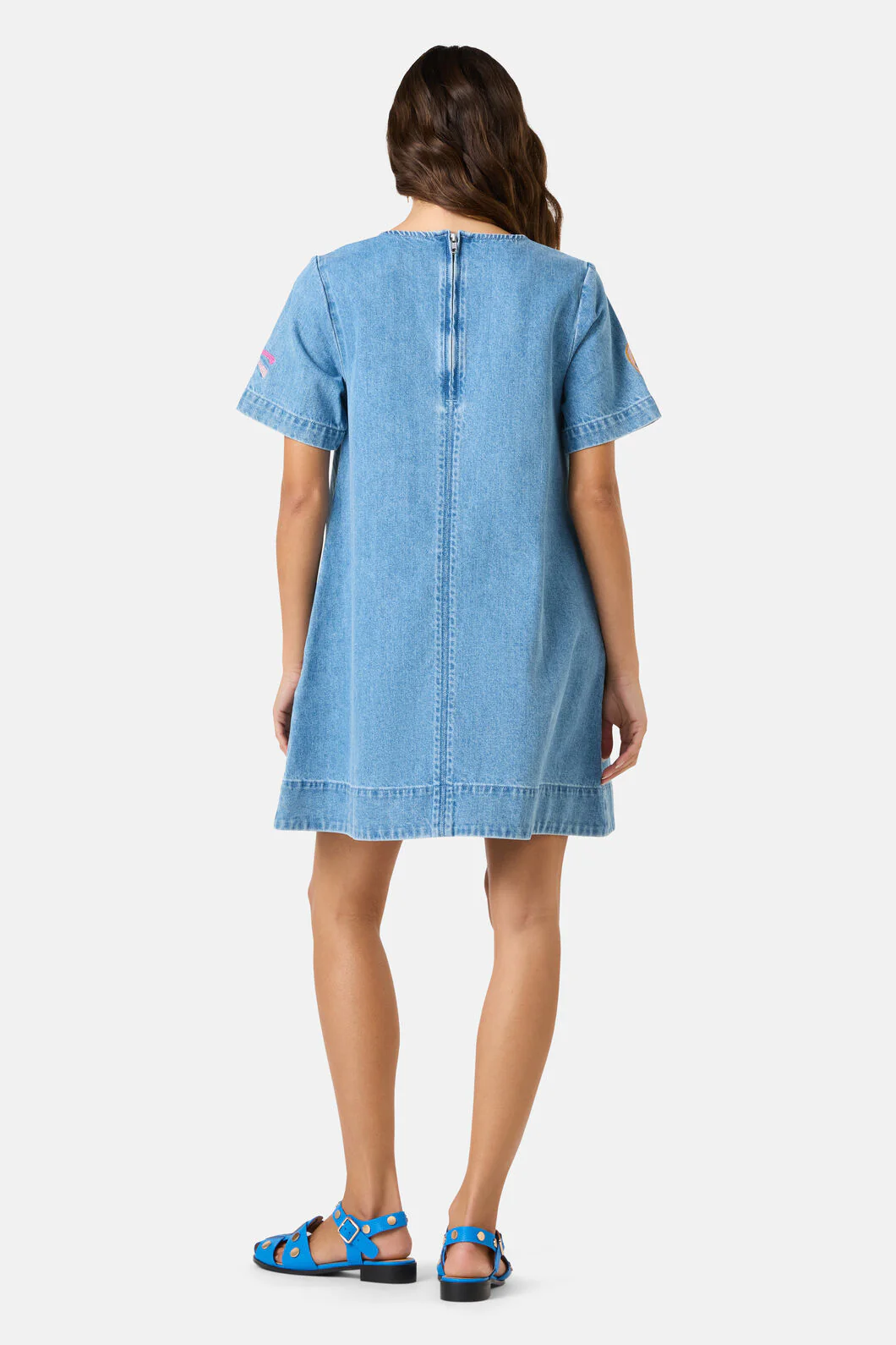 Fleur Embroidered Denim Dress - Image 4