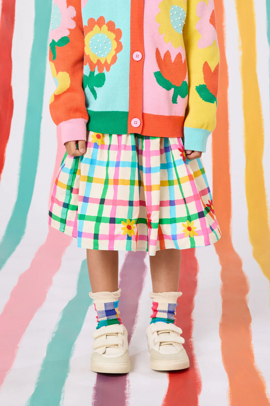 Floral Emb Kids Skirt