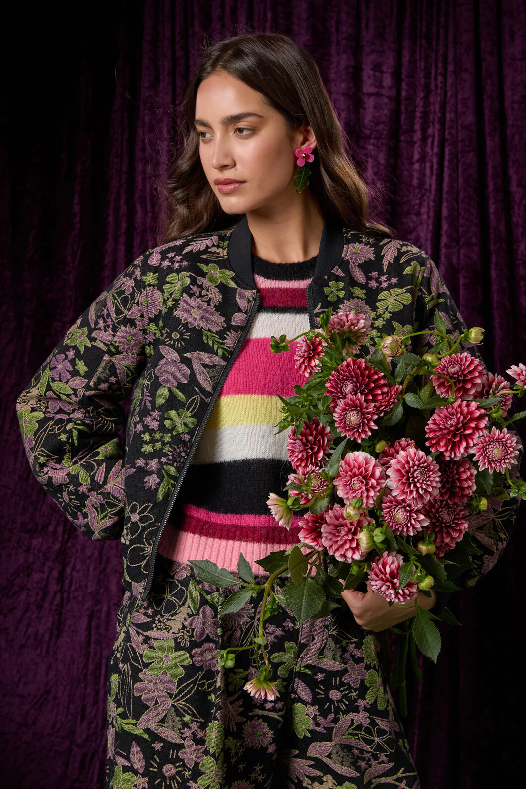 Floral Flight Denim Bomber - Image 2