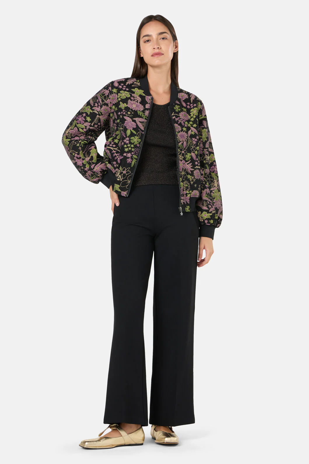 Floral Flight Denim Bomber - Image 4
