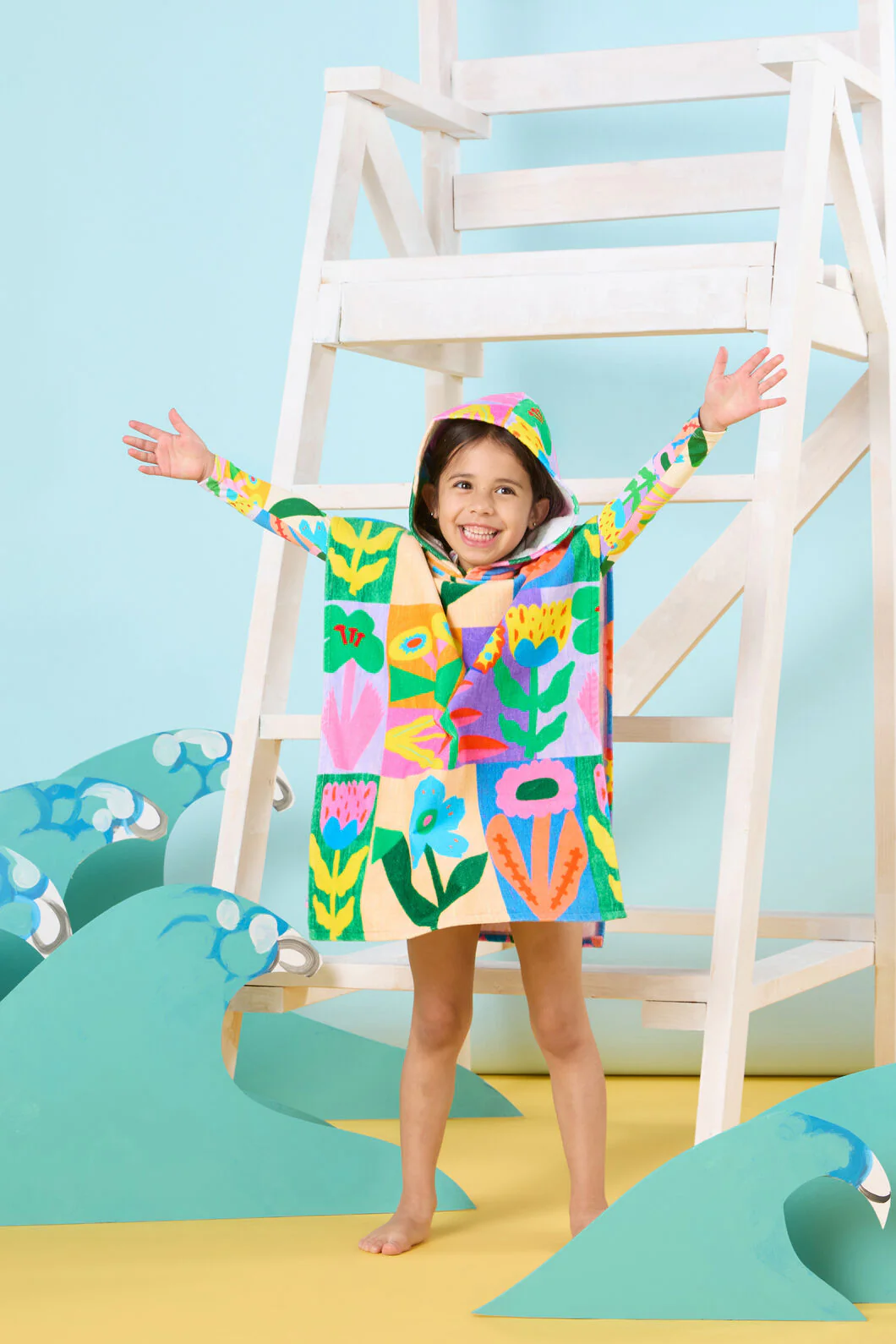 Floral Patchy Kids Swim Poncho