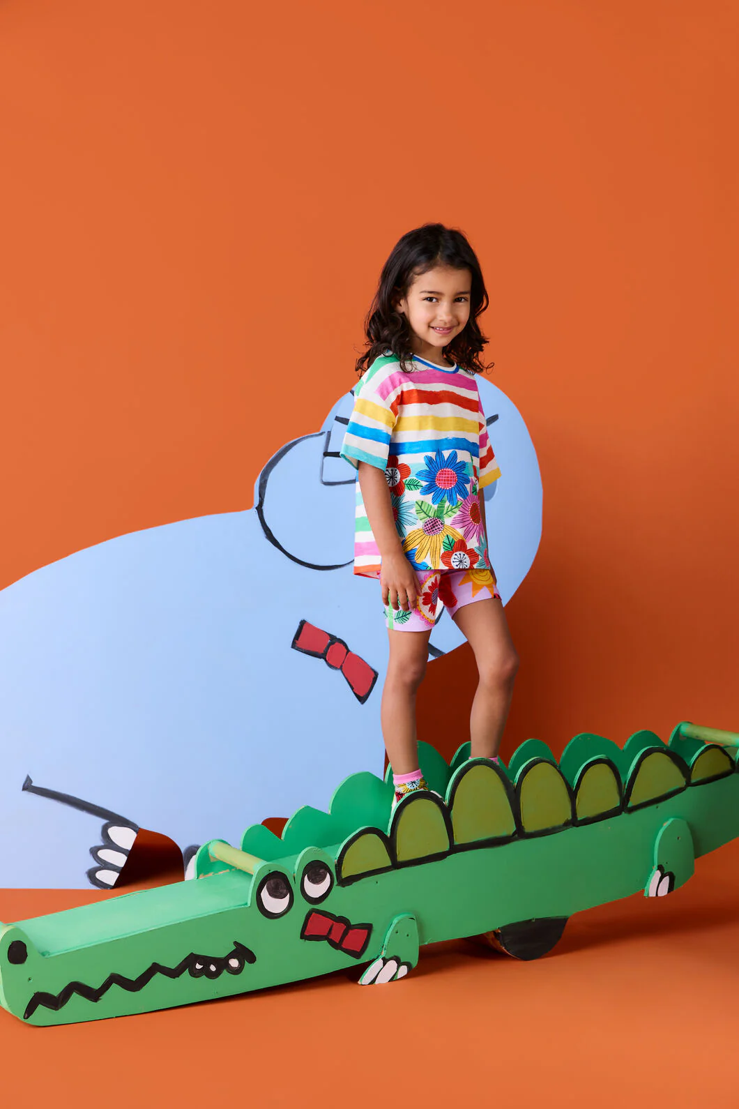 Floral Stripe Kids SS Tee