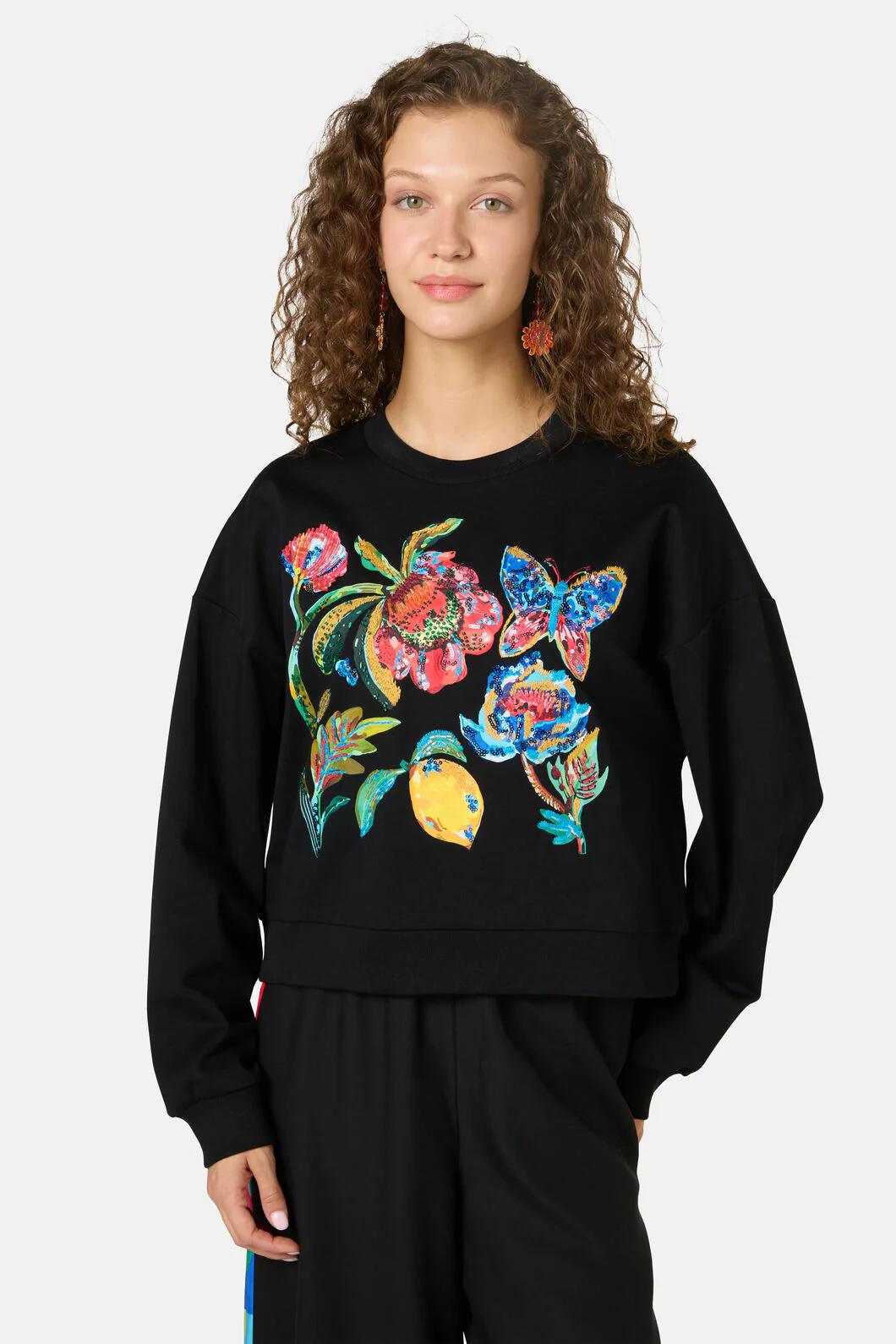Floral Symphony Emb Sweater