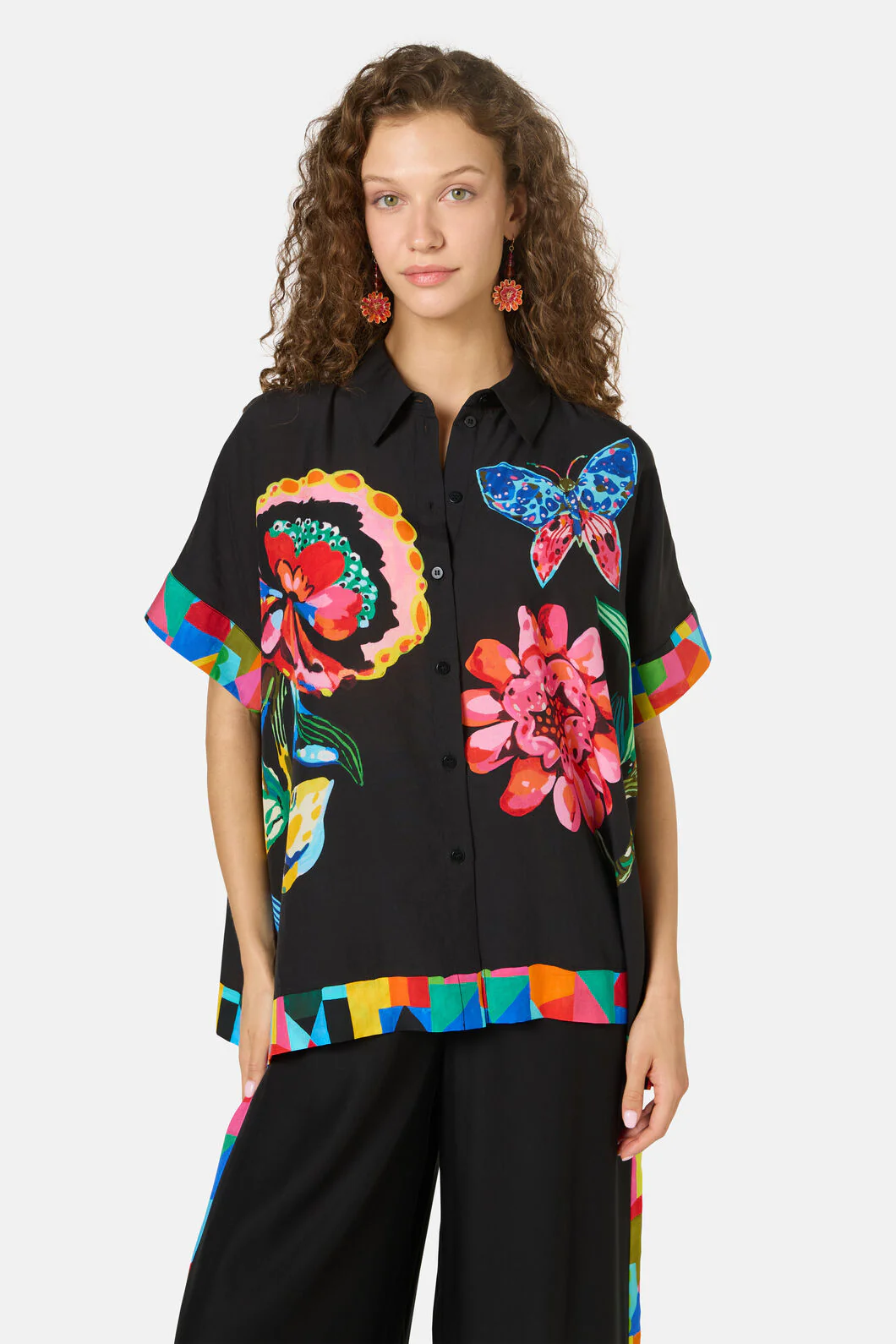 Floral Symphony Scarf Shirt - Image 2