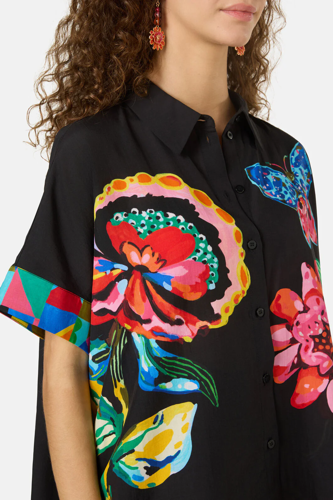 Floral Symphony Scarf Shirt - Image 5